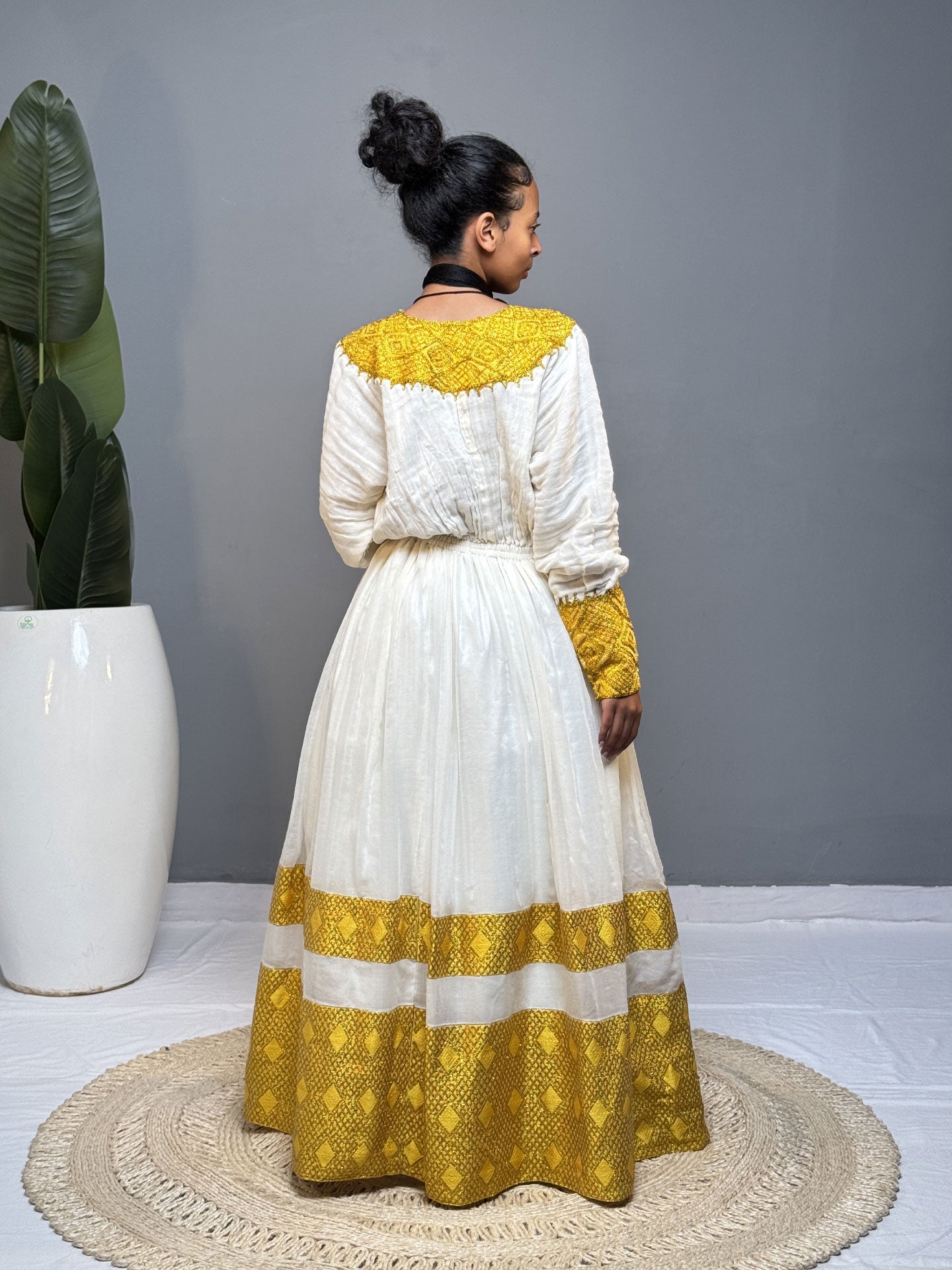 Golden Tibeb Habesha Kemis | Handmade Ethiopian Dress Hab260