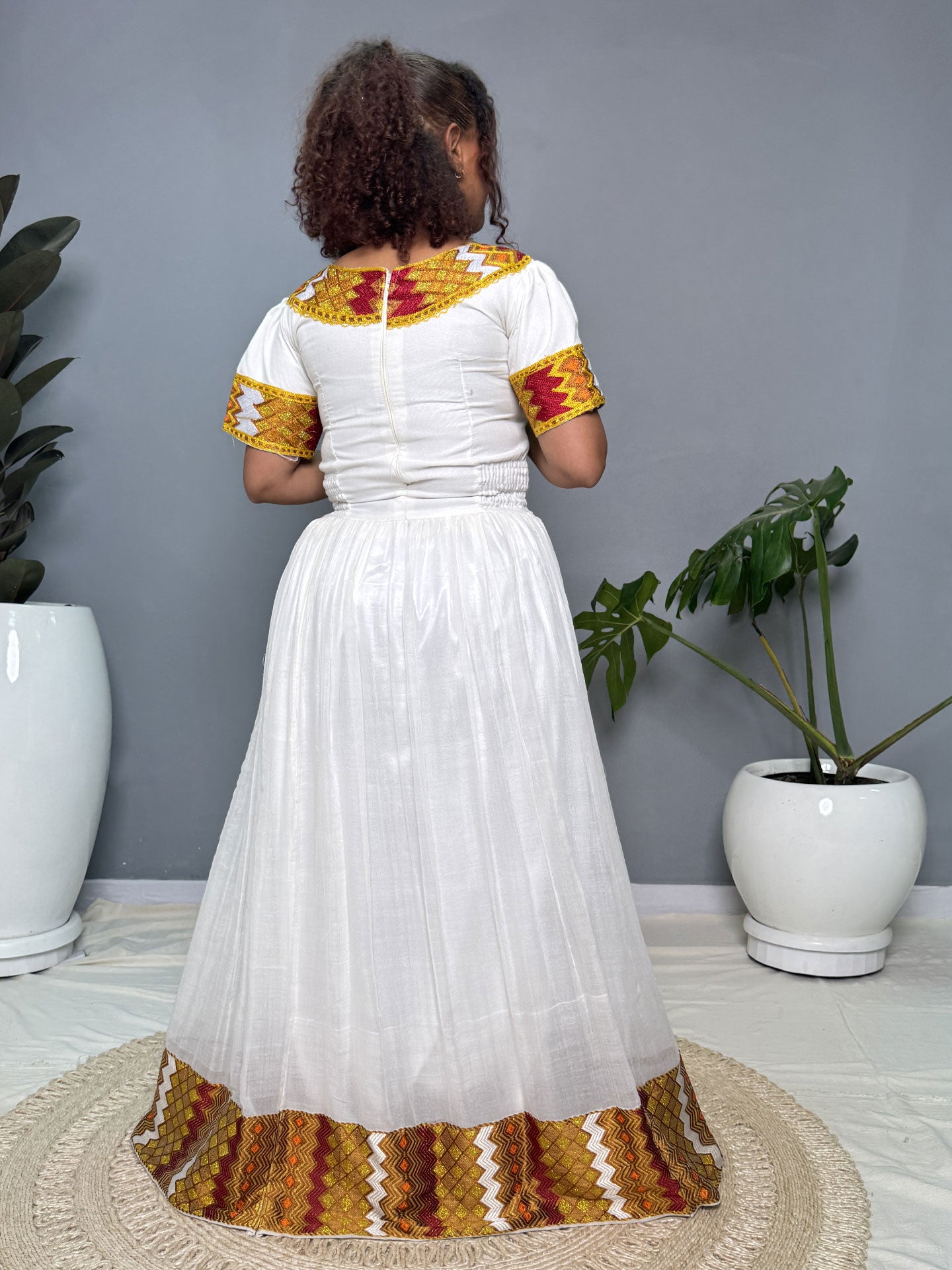Red & Yellow Tibeb Habesha Kemis | Handmade Ethiopian Dress Hab261