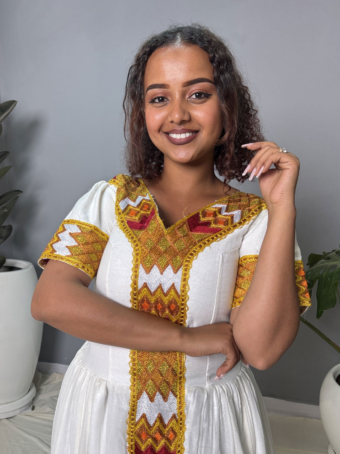 Red & Yellow Tibeb Habesha Kemis | Handmade Ethiopian Dress Hab261