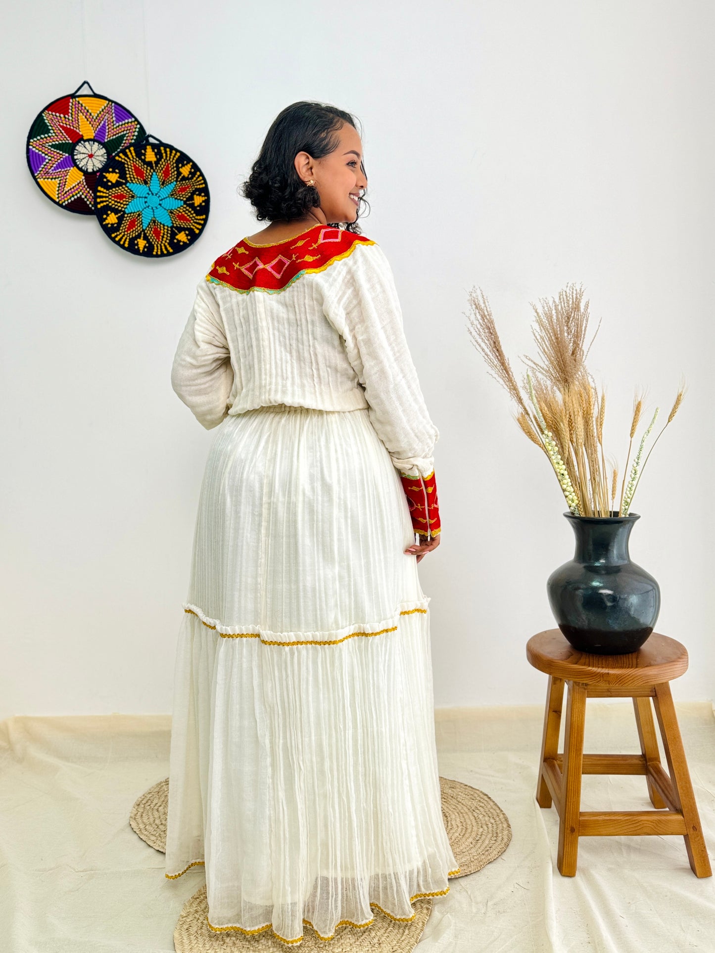 Habesha Dress | Intricate Embroidery Dress | Cultural Events Dress | Red Habesha Dress | Ethiopian Dress Hab109