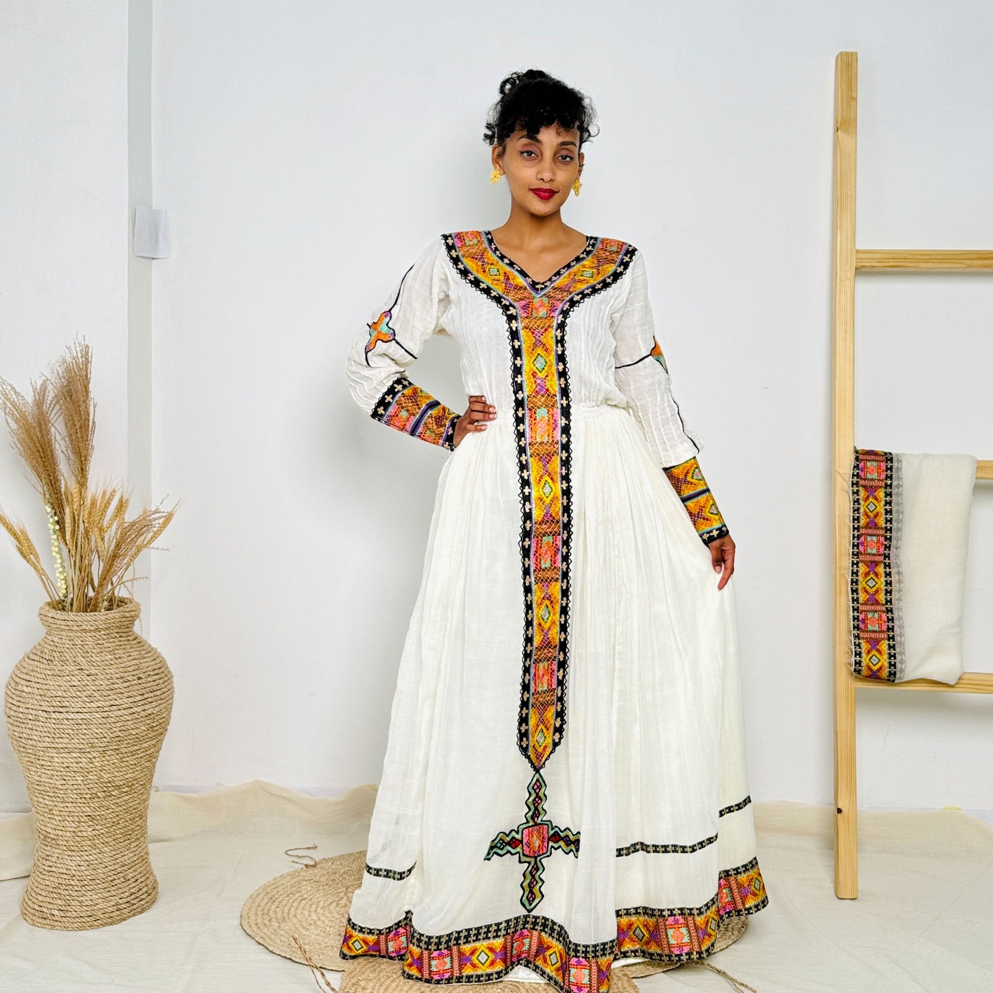 Colorful Habesha Dress Intricate Patterns Ethiopian Dress Hab30