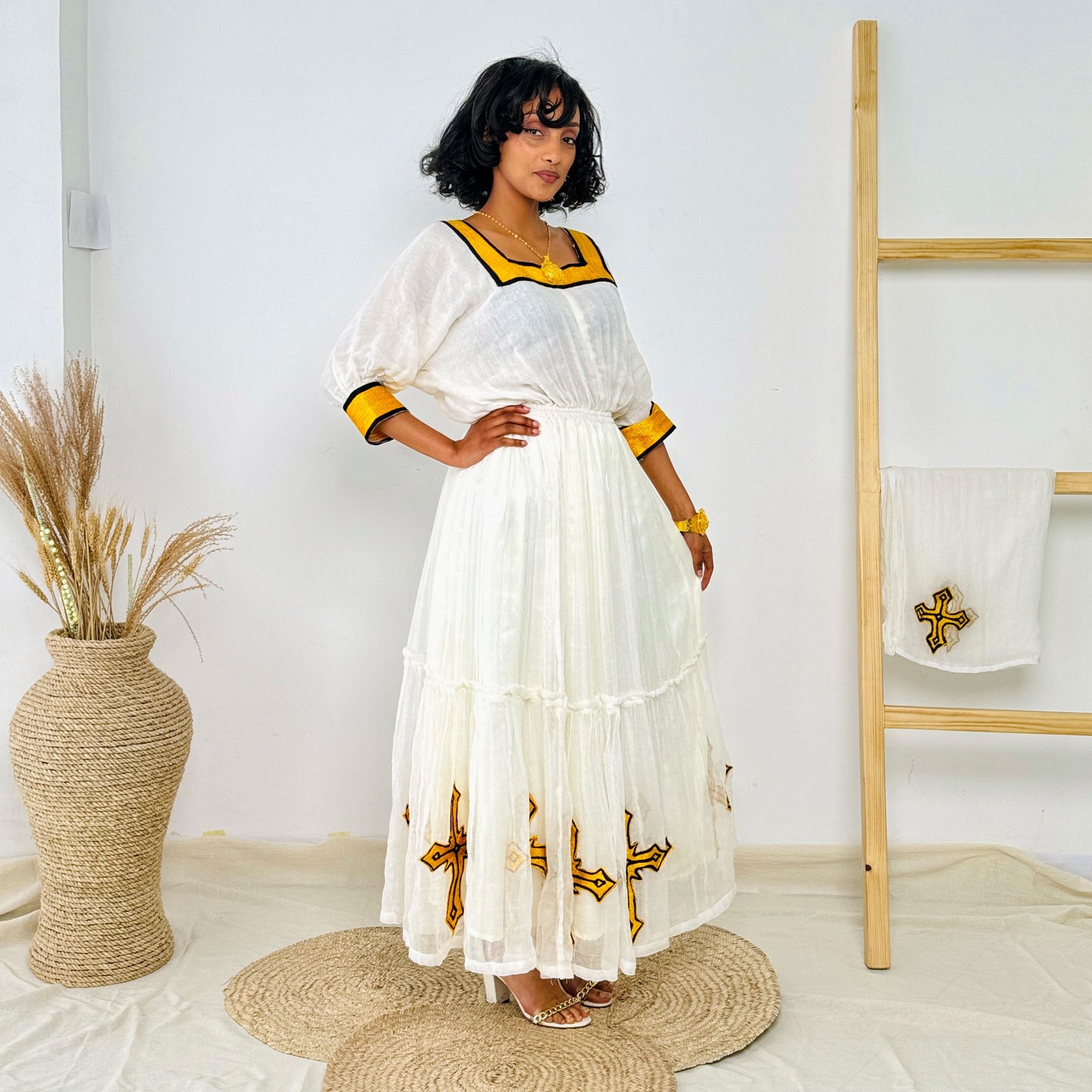 Simple Yellow Habesha Dress Everyday Wear Habesha Kemis Hab42