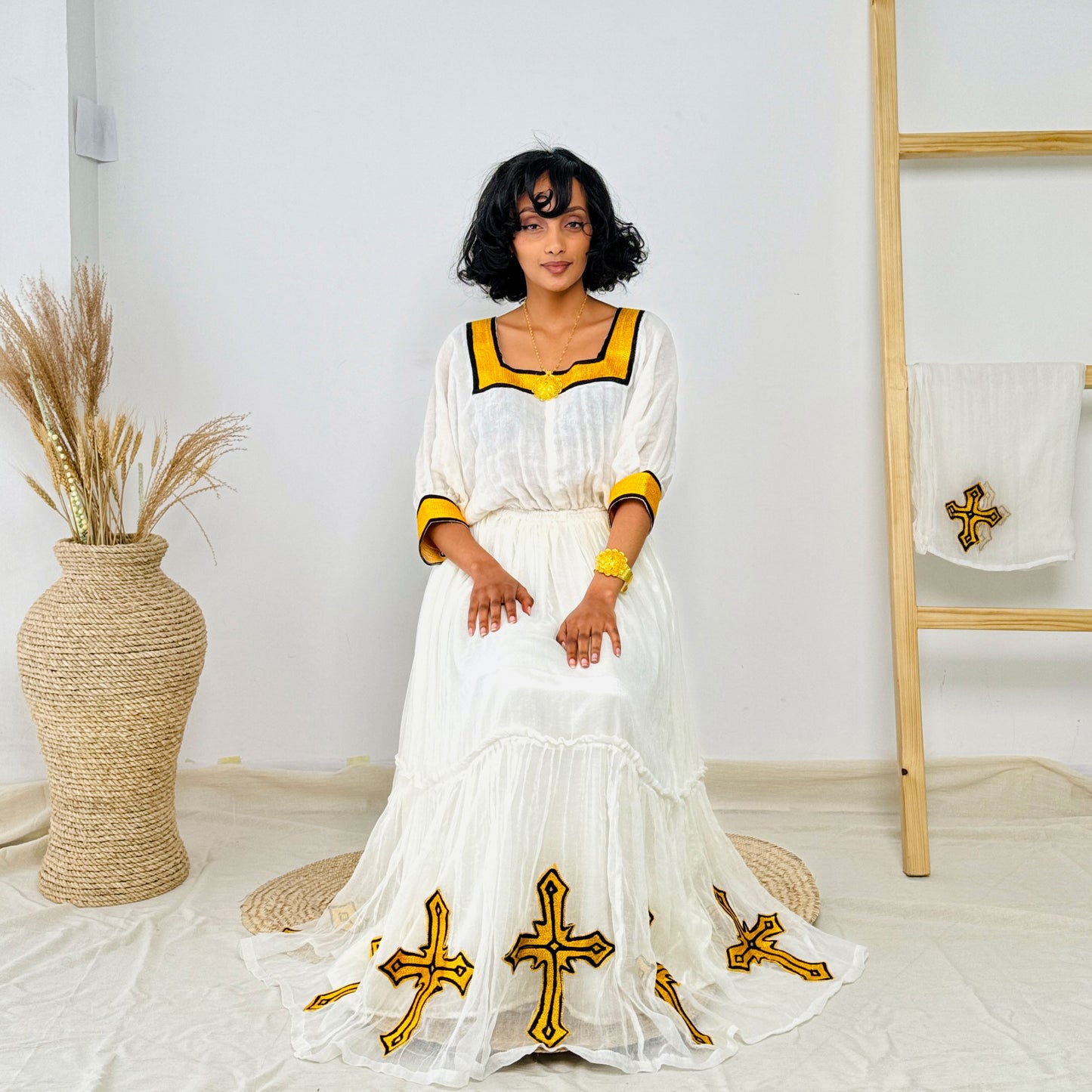 Simple Yellow Habesha Dress Everyday Wear Habesha Kemis Hab42