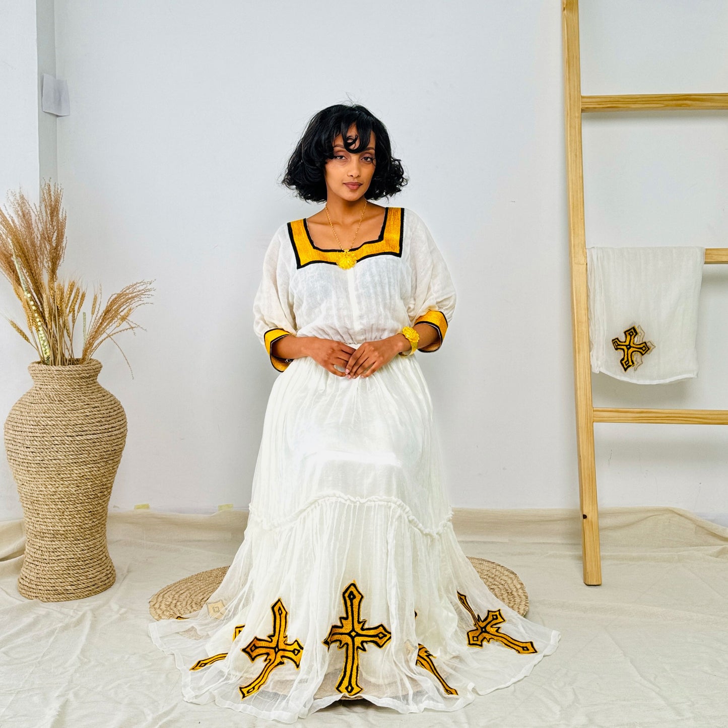 Simple Yellow Habesha Dress Everyday Wear Habesha Kemis Hab42