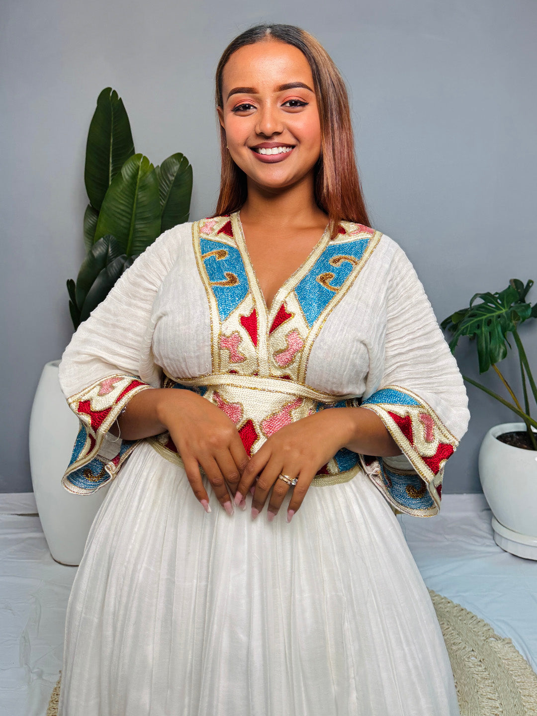 Regal Bloom | Ethiopian Habesha Kemis Dress | Handwoven Cotton Gown | Traditional Eritrean Wedding Dress | Embroidered Cultural Attire | Handmade Hab183