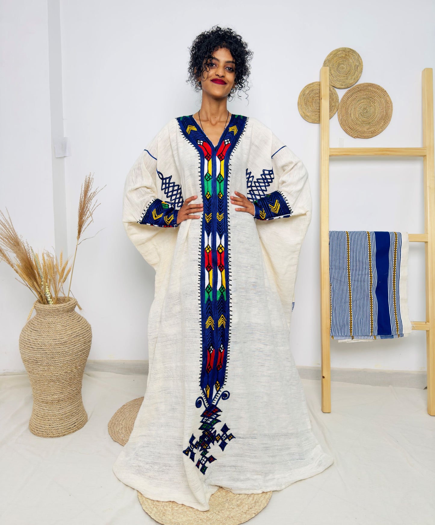 Handwoven Ethiopian Habesha Kemis | Elegant Traditional Dress with Vibrant Tibeb Embroidery | Timeless & Graceful Hab138