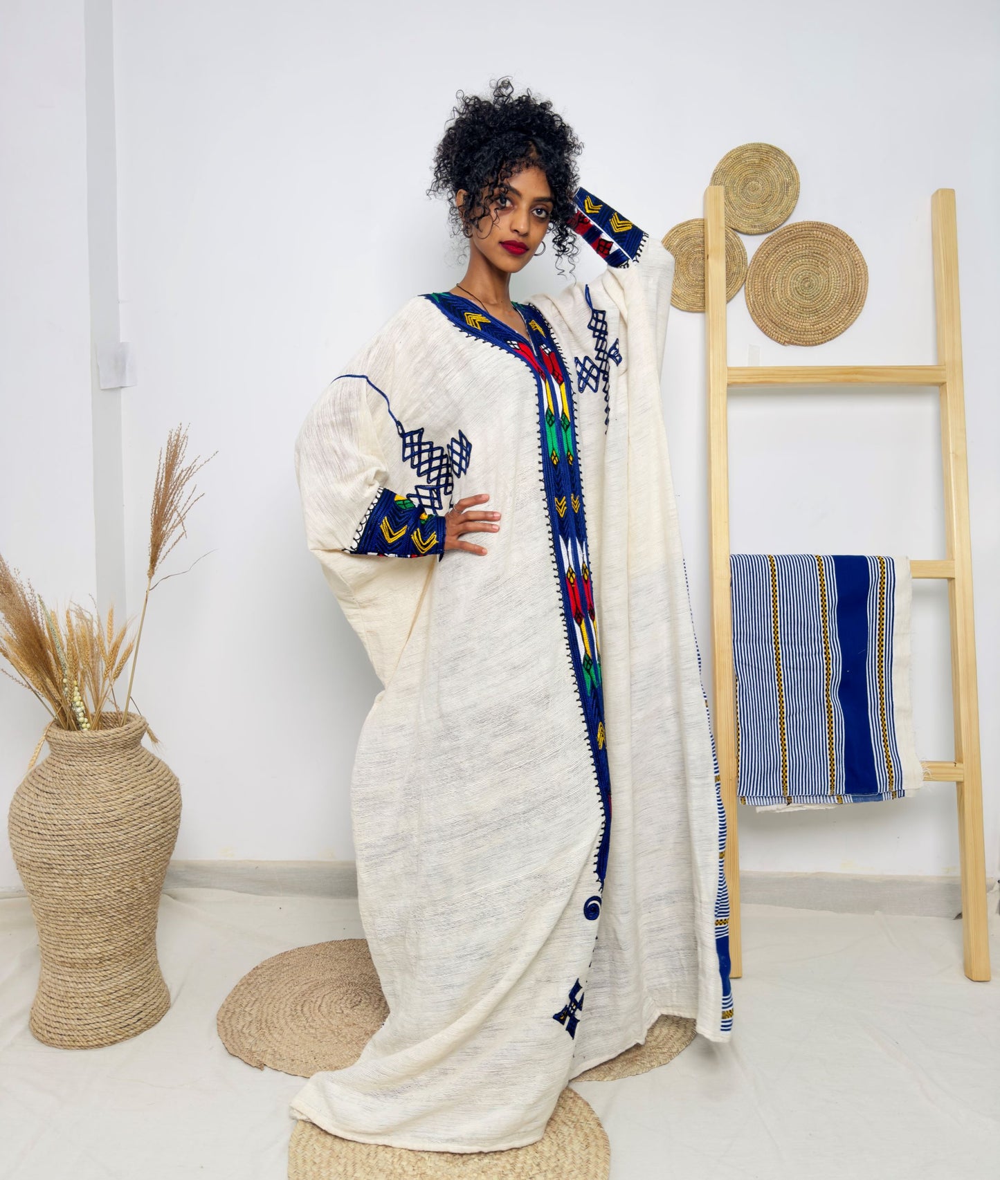 Handwoven Ethiopian Habesha Kemis | Elegant Traditional Dress with Vibrant Tibeb Embroidery | Timeless & Graceful Hab138