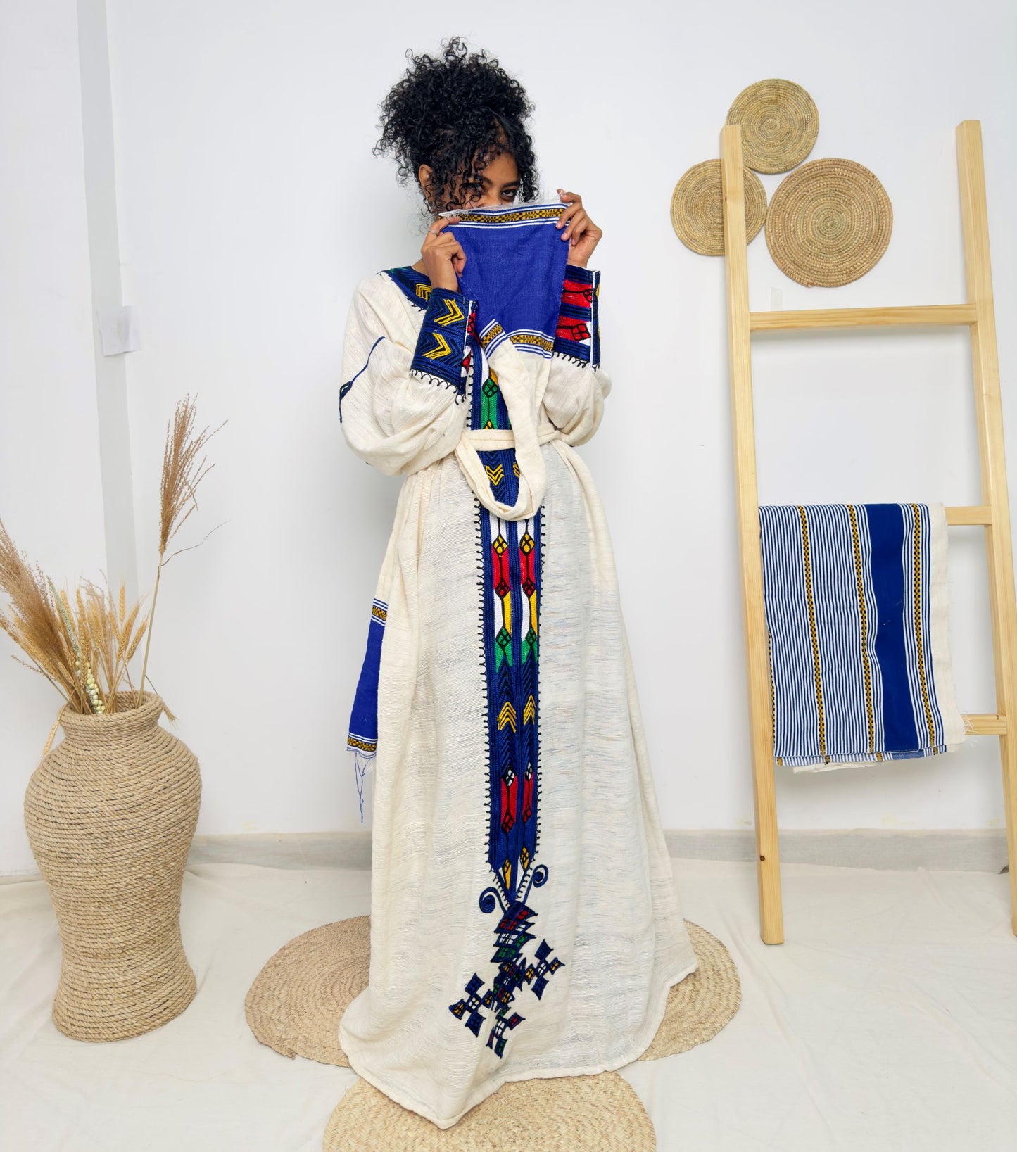 Handwoven Ethiopian Habesha Kemis | Elegant Traditional Dress with Vibrant Tibeb Embroidery | Timeless & Graceful Hab138