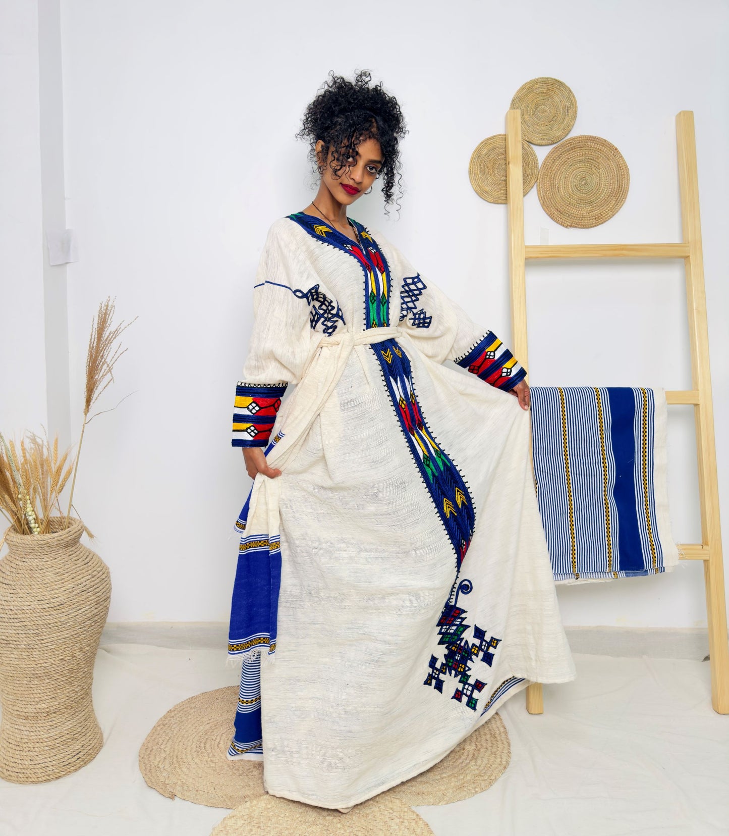 Handwoven Ethiopian Habesha Kemis | Elegant Traditional Dress with Vibrant Tibeb Embroidery | Timeless & Graceful Hab138