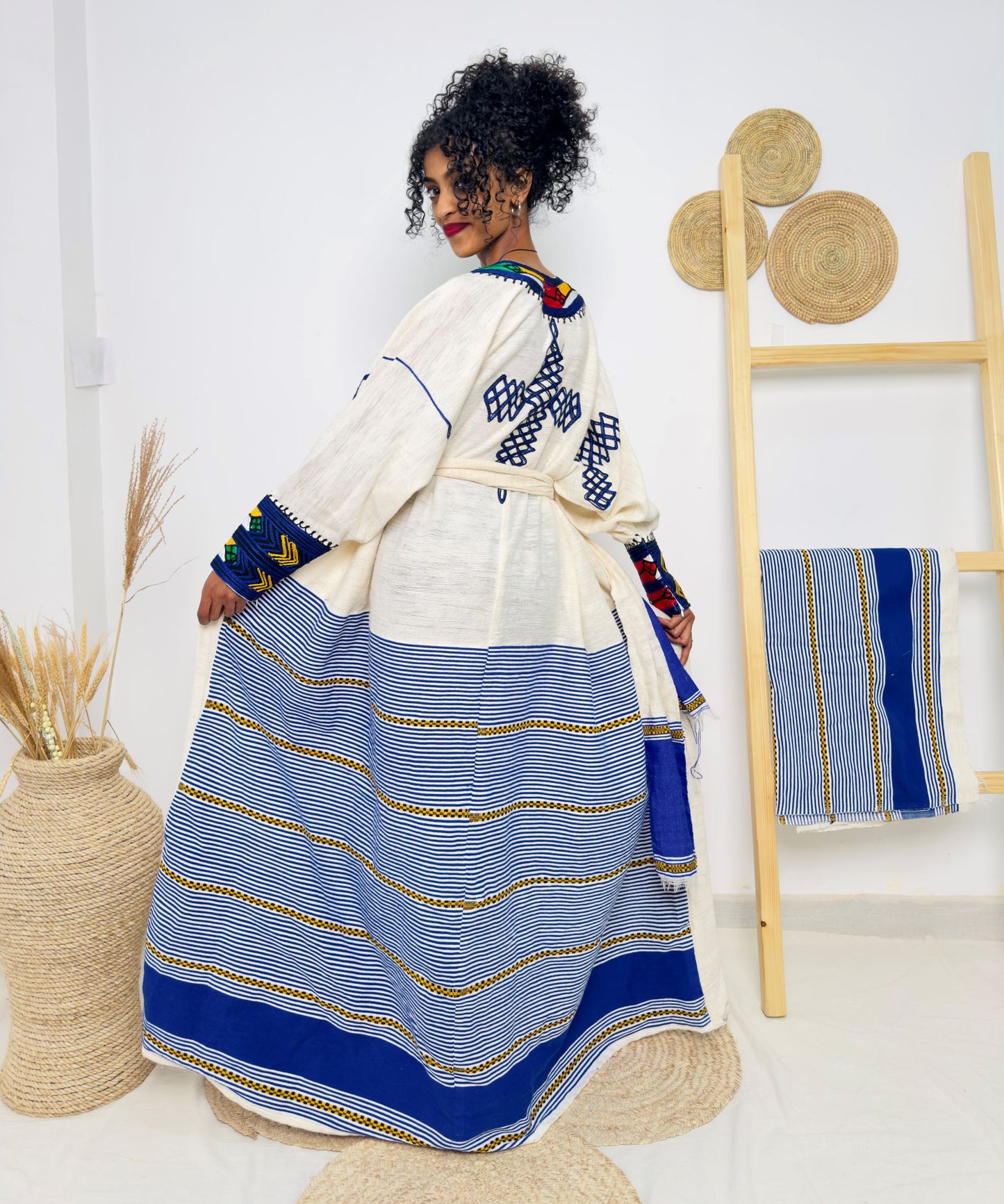 Handwoven Ethiopian Habesha Kemis | Elegant Traditional Dress with Vibrant Tibeb Embroidery | Timeless & Graceful Hab138