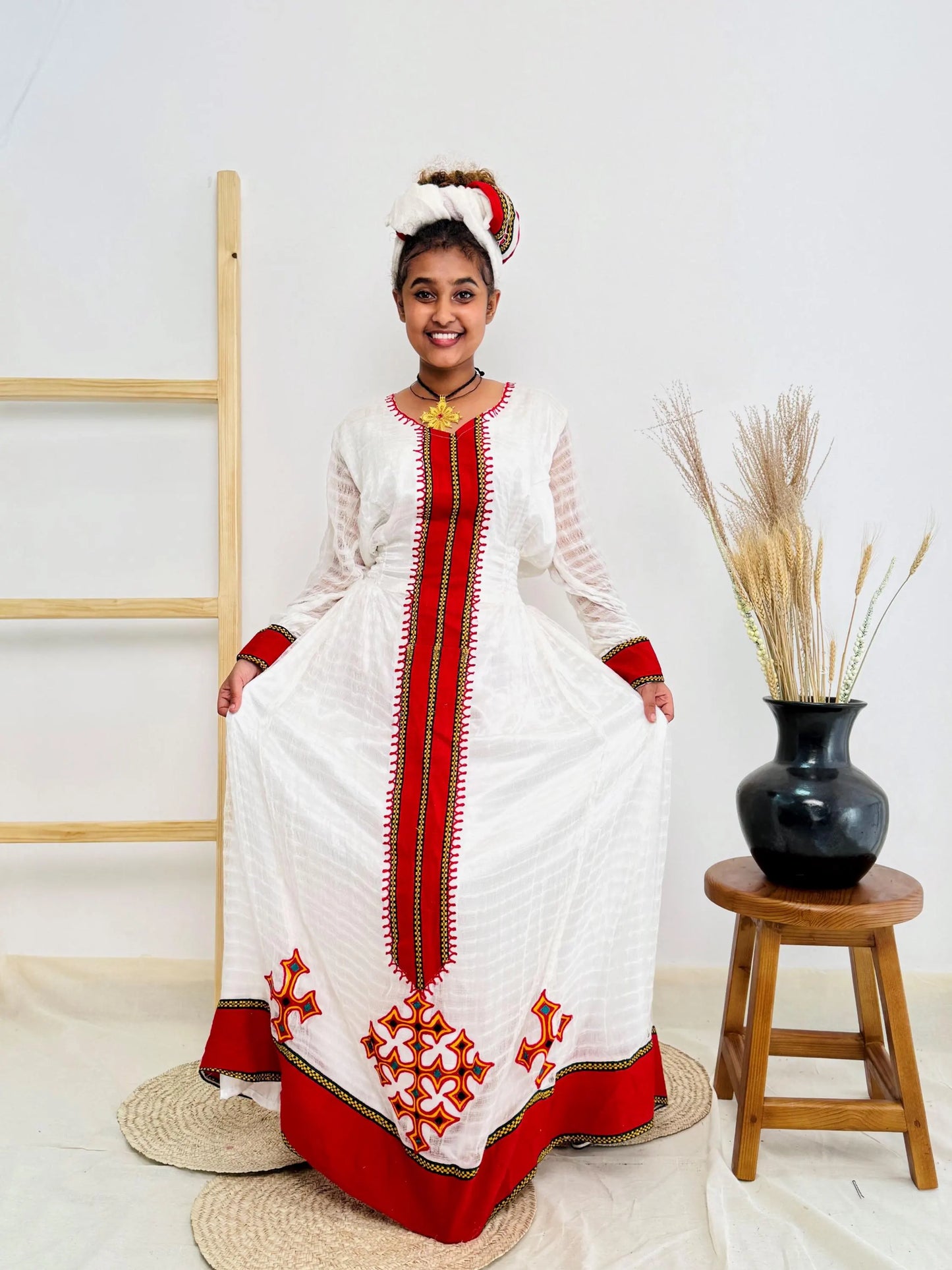 Traditional Ethiopian Dress | Habesha Kemis | Handwoven Cotton Dress | Ethiopian Cultural Dress | Eritrean Dress | Handmade Hab184