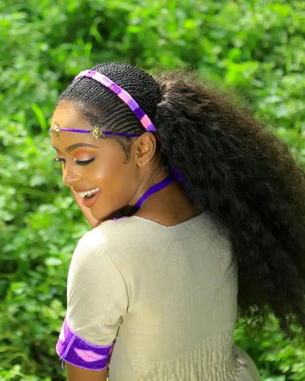 Meron - Purple Handmade Ashenda Kemis |Simple Habesha Kemis Hab296