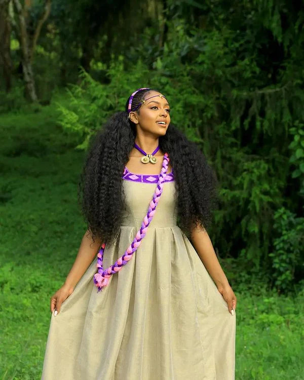 Meron - Purple Handmade Ashenda Kemis |Simple Habesha Kemis Hab296