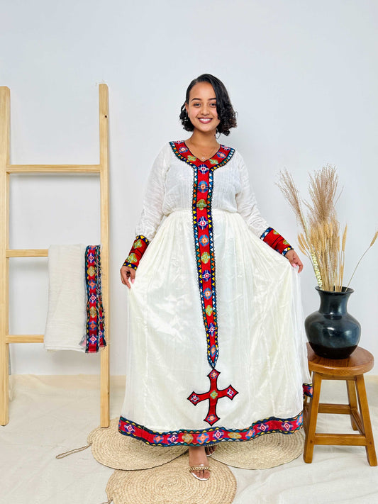 Elegant Red Habesha Dress 