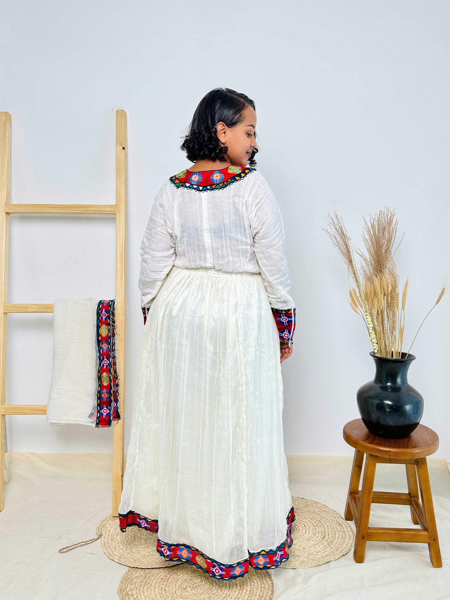 Elegant Red Habesha Dress Modern & Simple Design Hab54