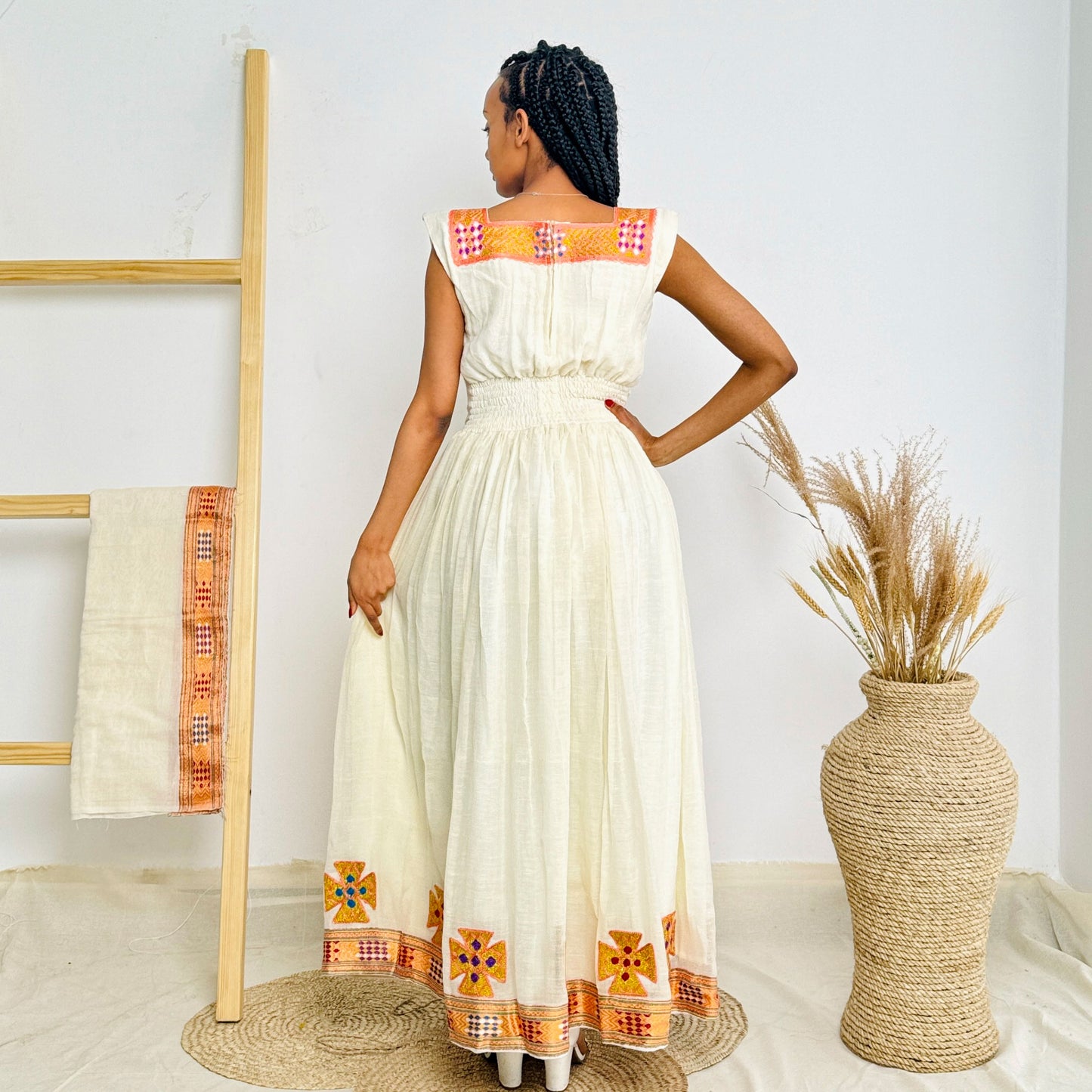 Light-Colored Habesha Dress for Special Occasions Hab22