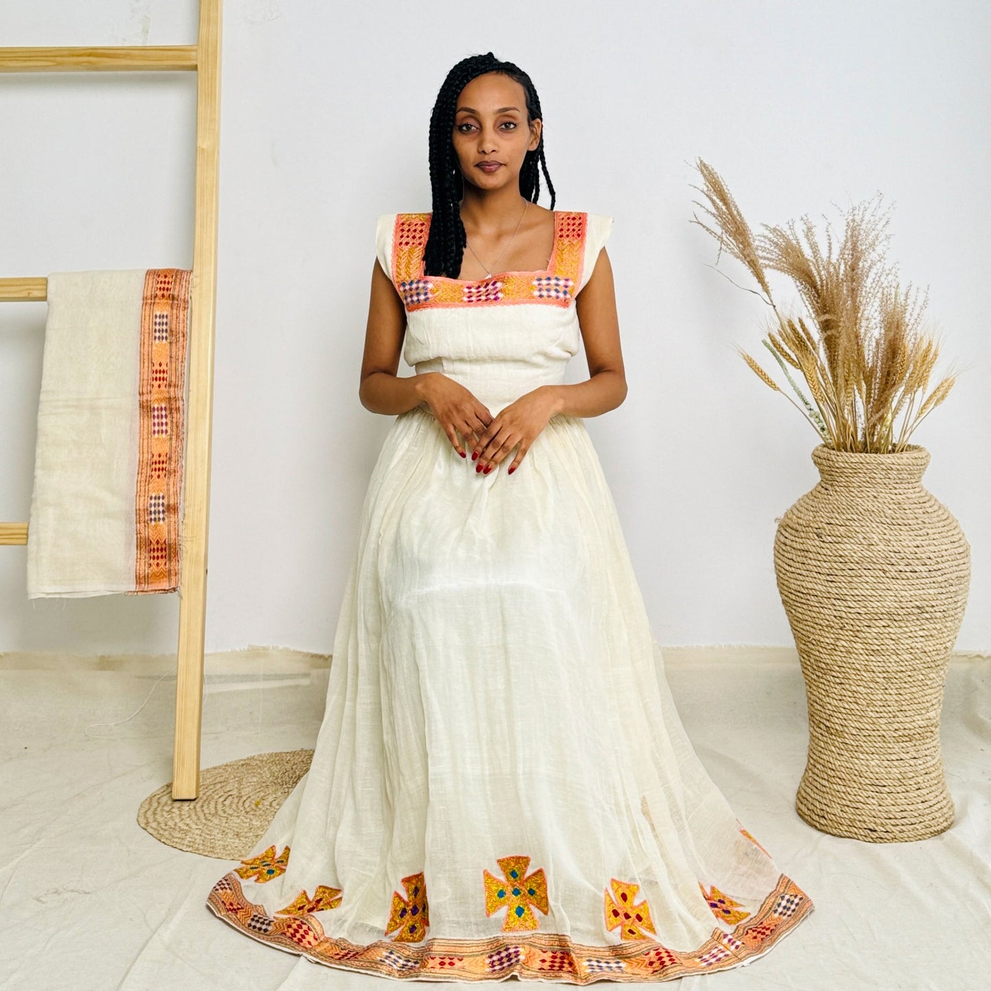 Light-Colored Habesha Dress for Special Occasions Hab22