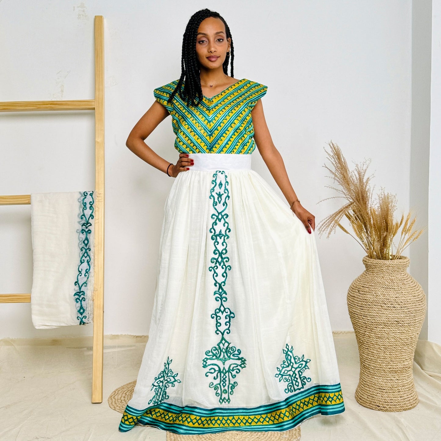 Gorgeous Blue Habesha Dress Golden Touch Habesha Kemis Hab52