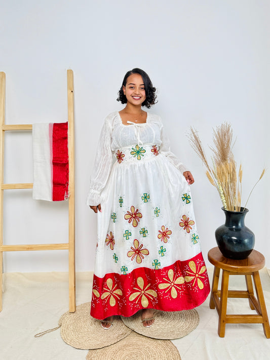 Red Design Habesha Dress