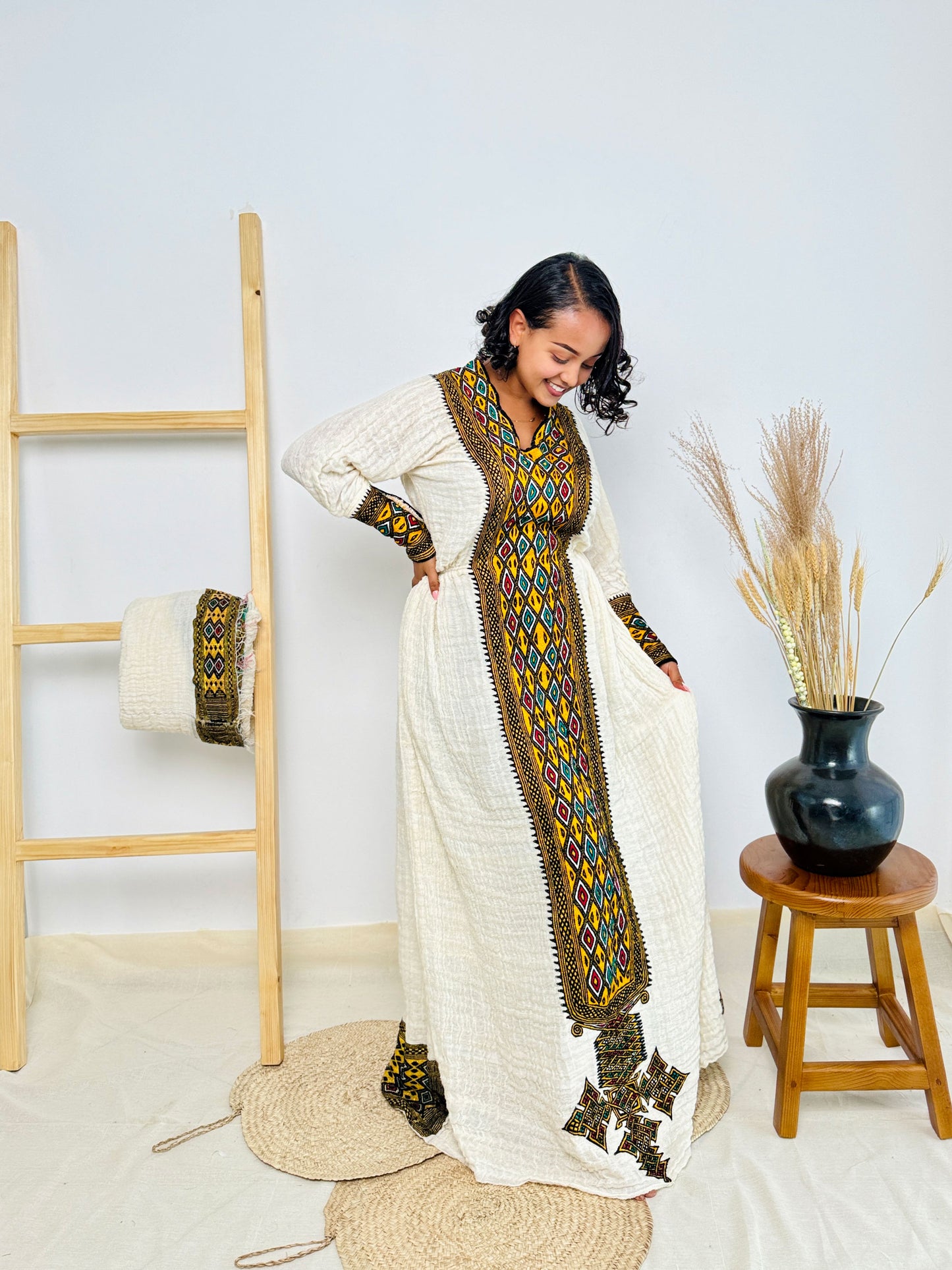 Golden Habesha Dress Vibrant Traditional Dress Hab14