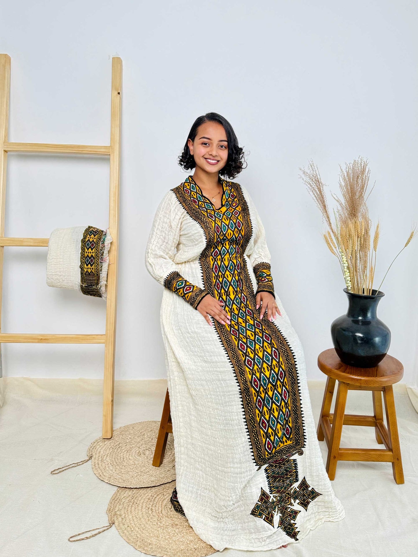 Golden Habesha Dress Vibrant Traditional Dress Hab14