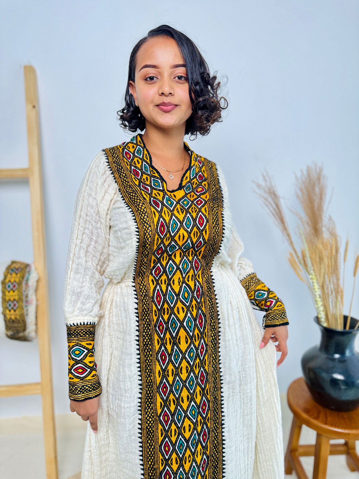 Golden Habesha Dress Vibrant Traditional Dress Hab14