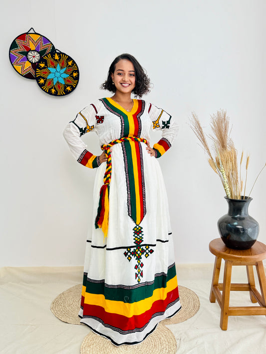 Ethiopian Flag Inspired Habesha Dress