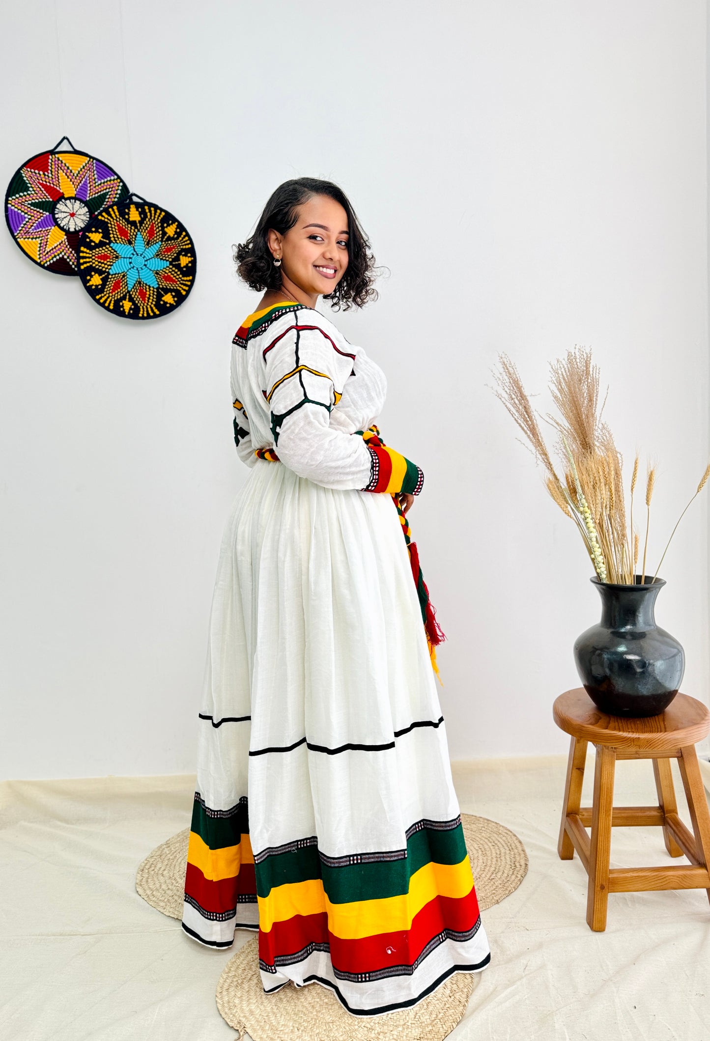 Ethiopian Flag-Inspired Cultural Habesha Dress Hab05