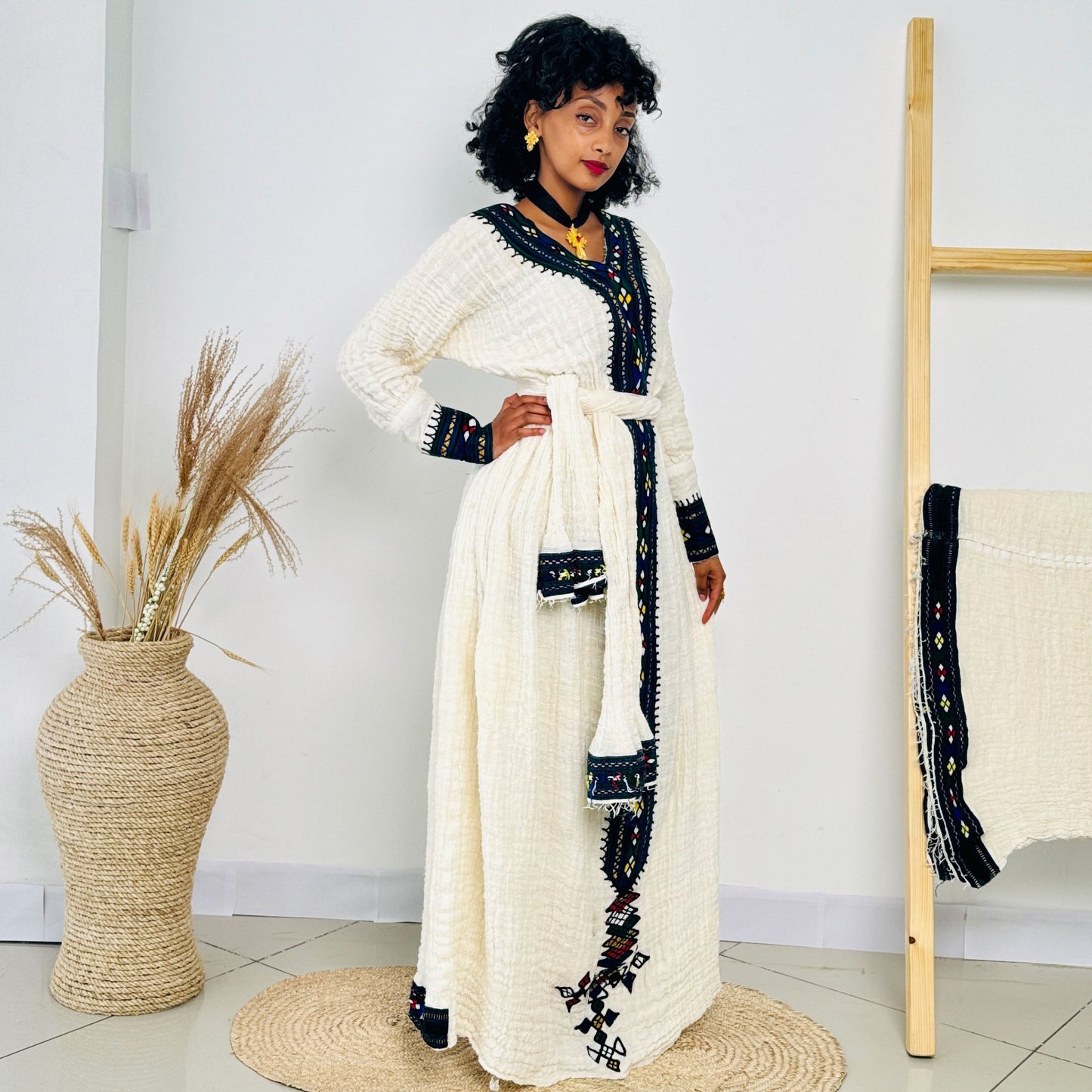 Black Habesha Dress Stunning Pattern Ethiopian Dress Hab37