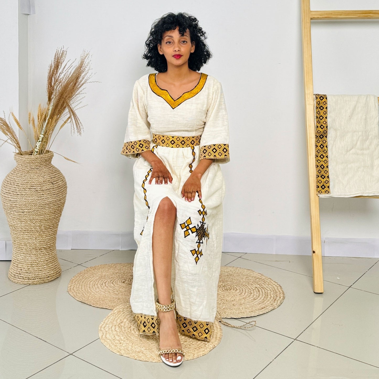 Bright Golden Habesha Dress for Special Occasions Hab29