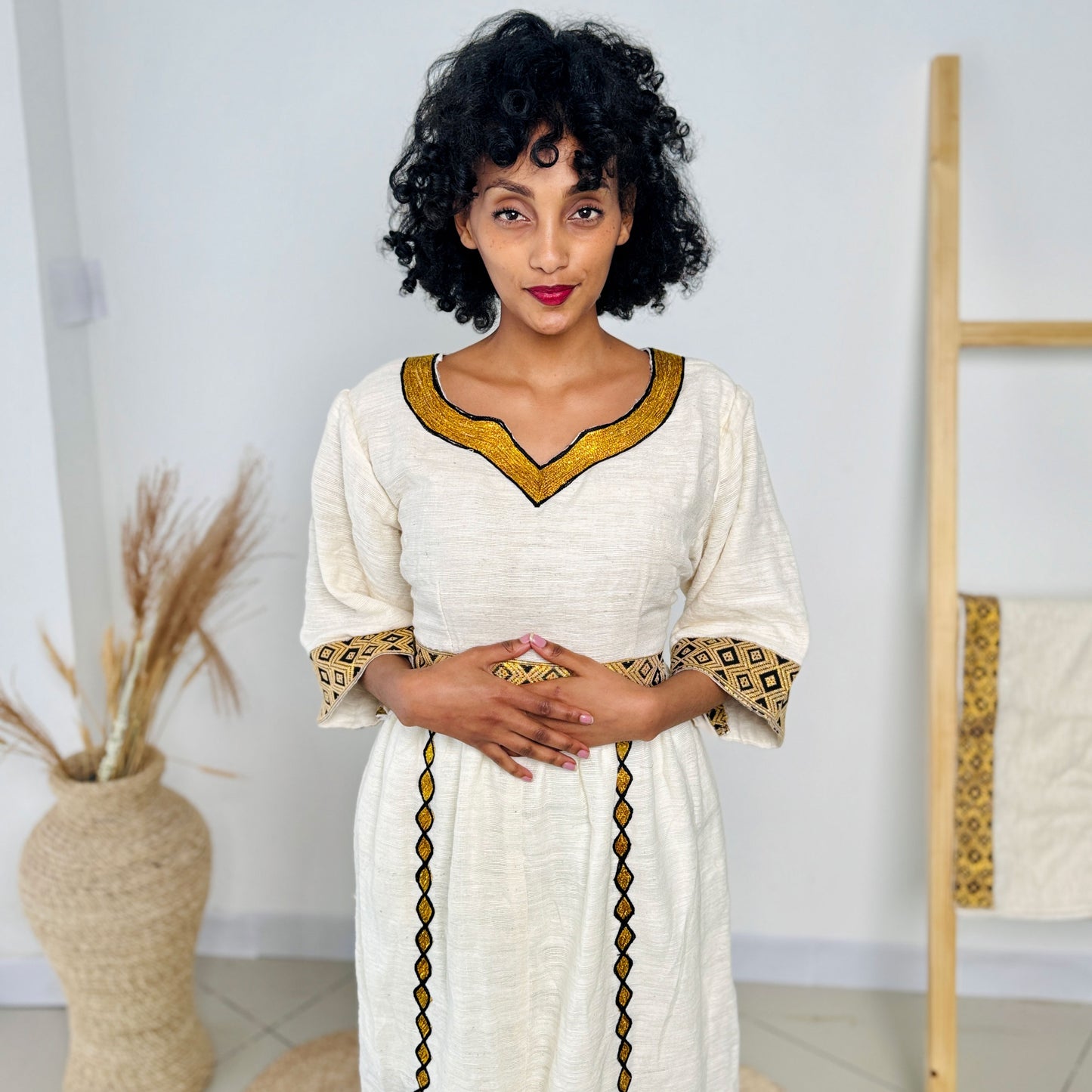 Bright Golden Habesha Dress for Special Occasions Hab29