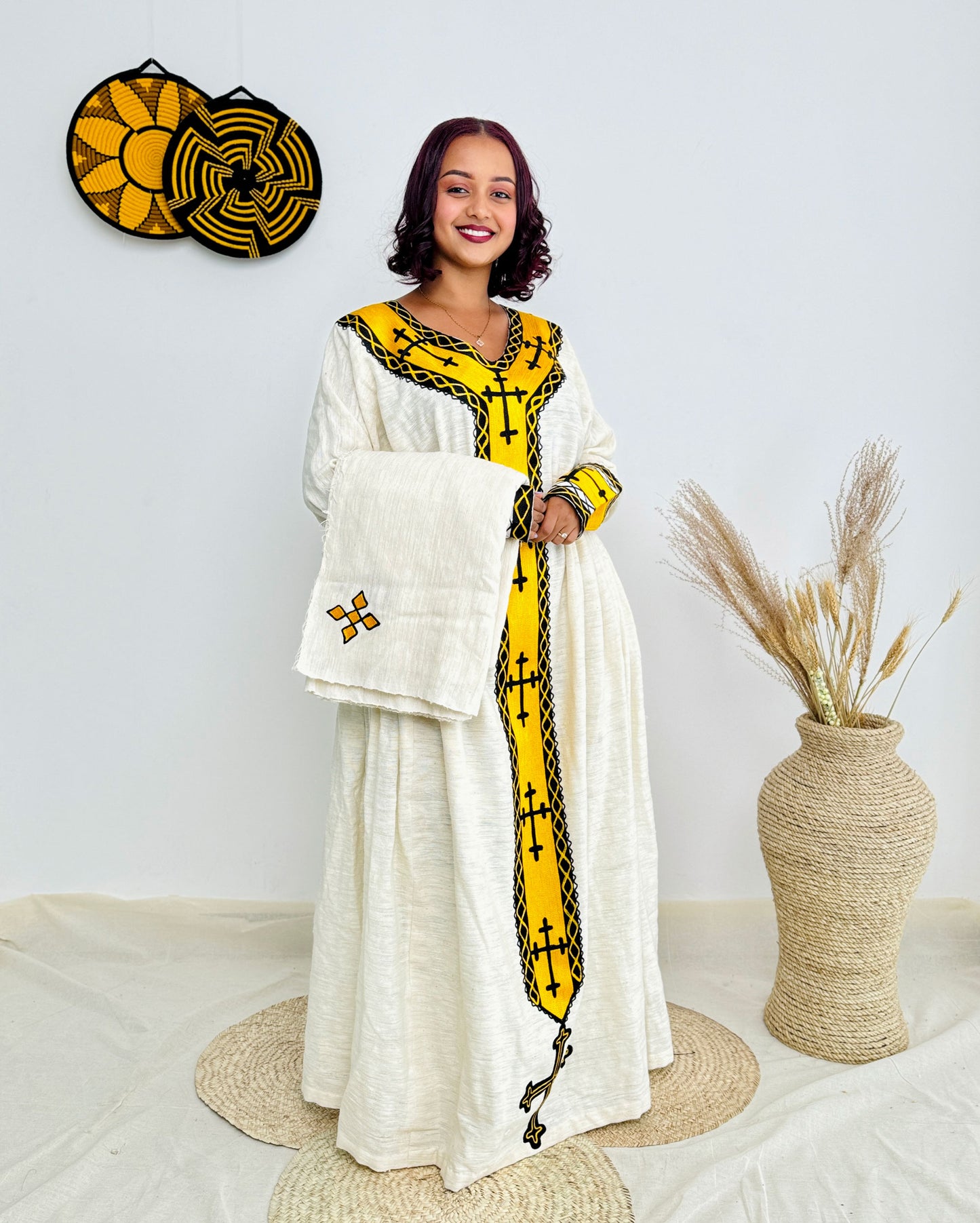 Yellow Habesha Dress Cultural Ethiopian Dress Hab28