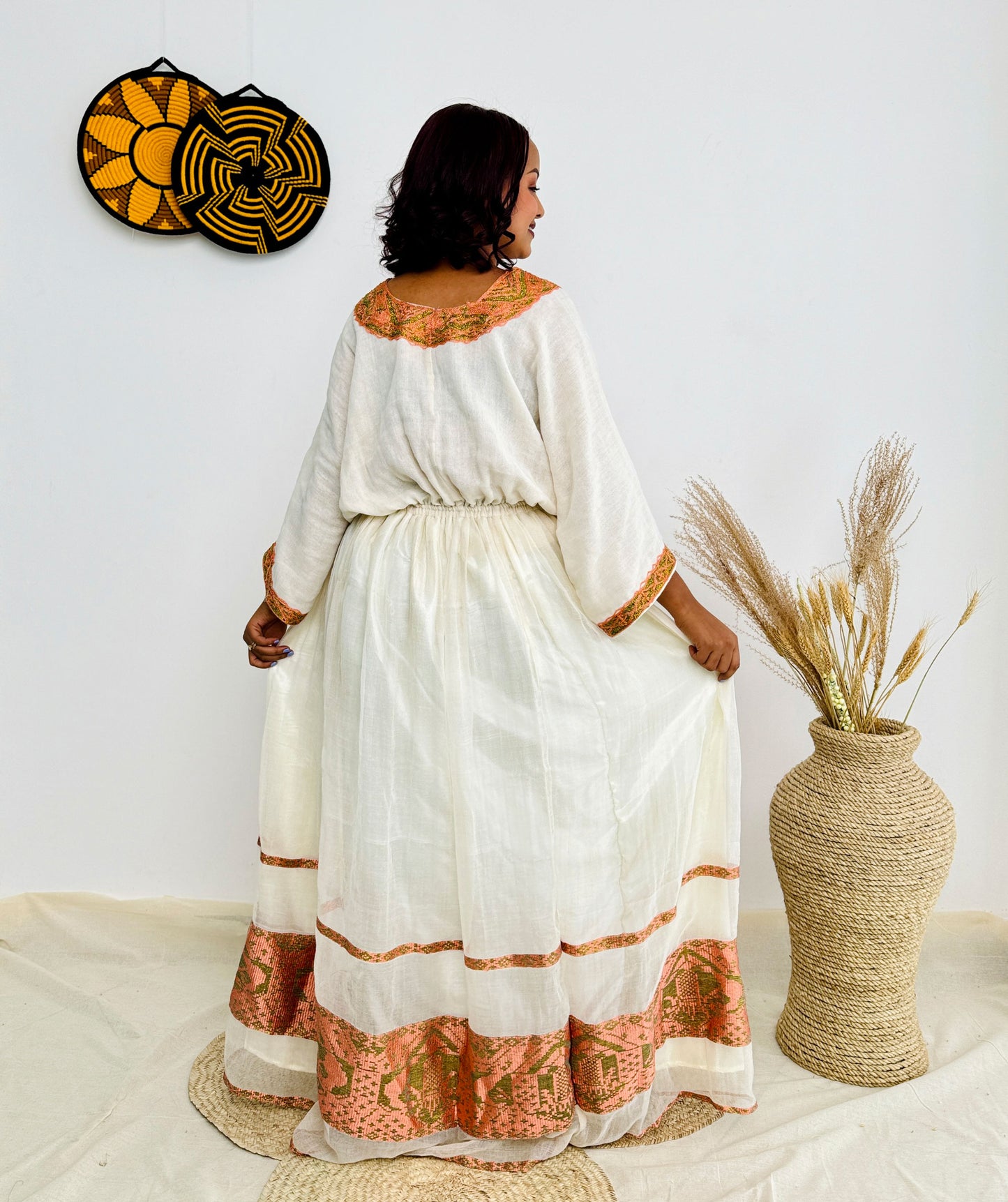 Peach Habesha Dress Modern Ethiopian Dress Hab34