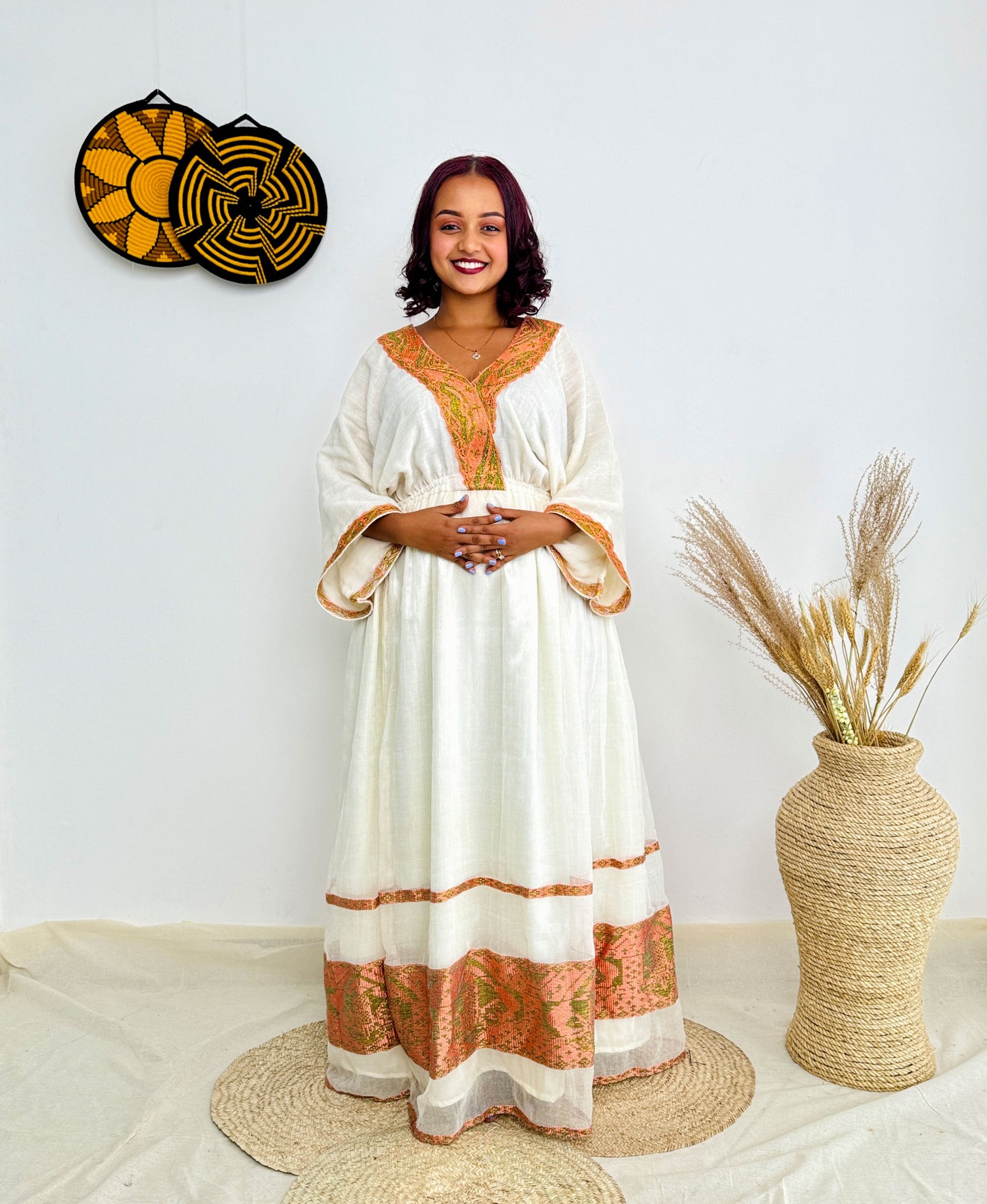 Peach Habesha Dress Modern Ethiopian Dress Hab34