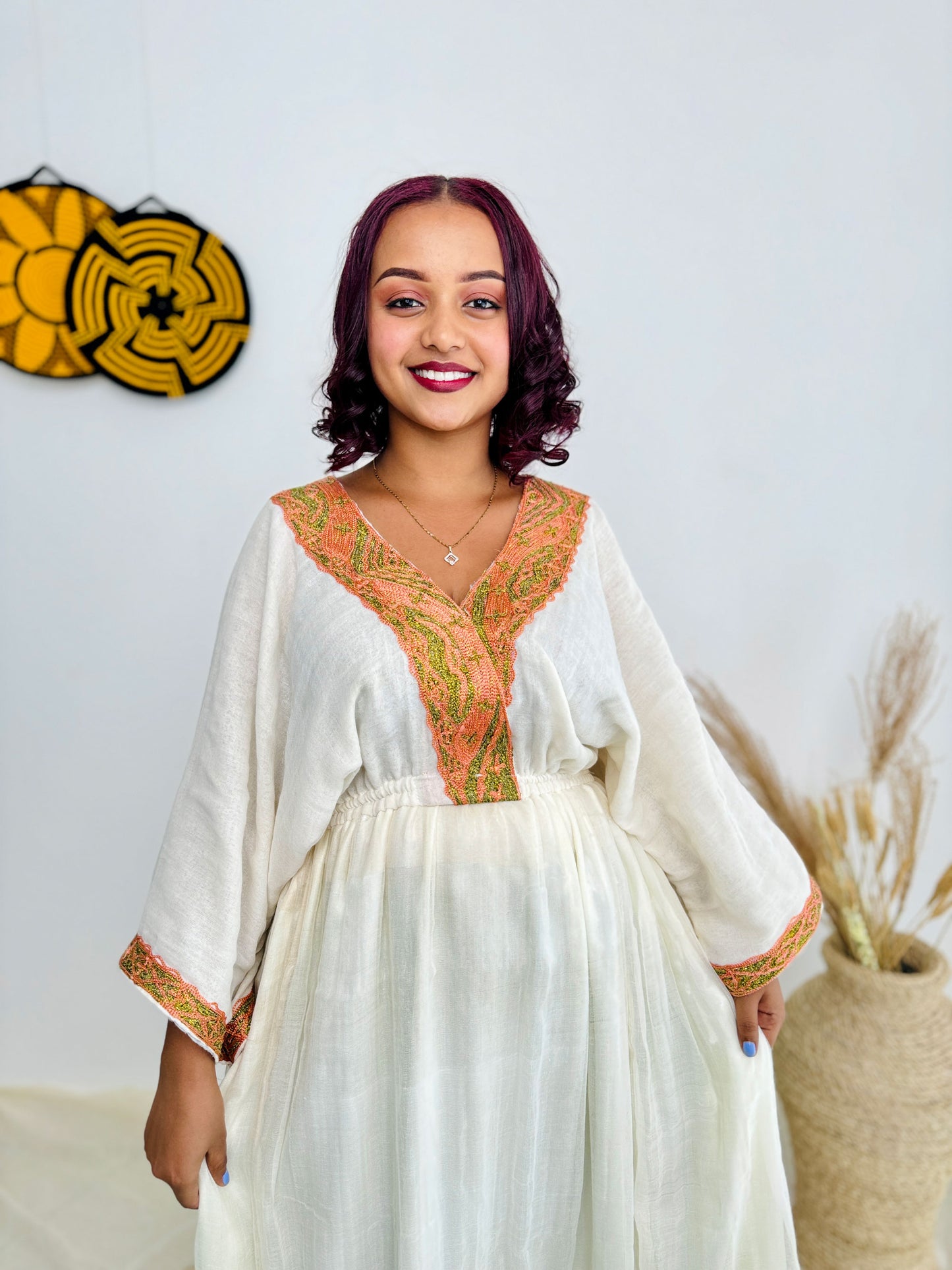 Peach Habesha Dress Modern Ethiopian Dress Hab34