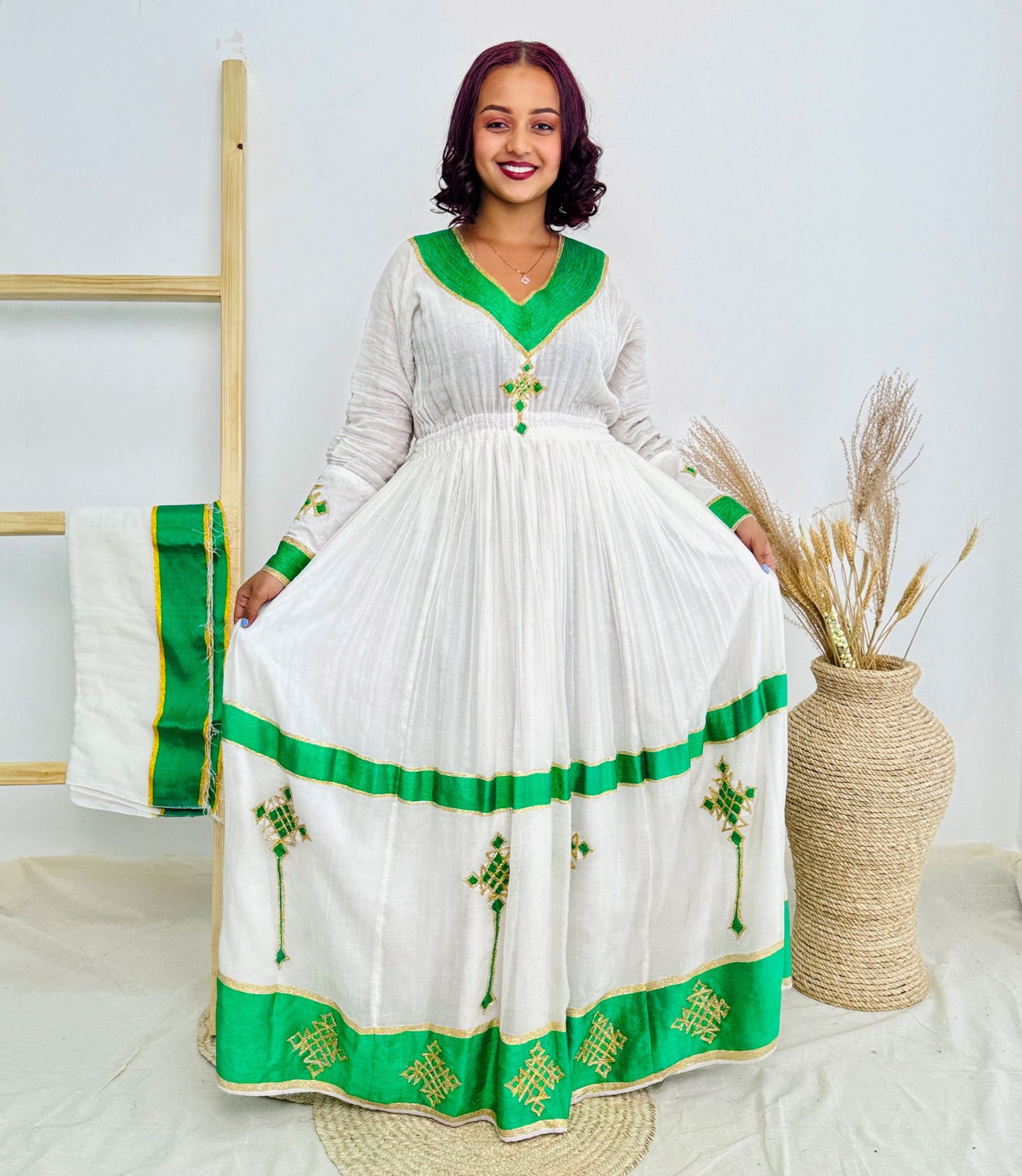 Light green habesha dress