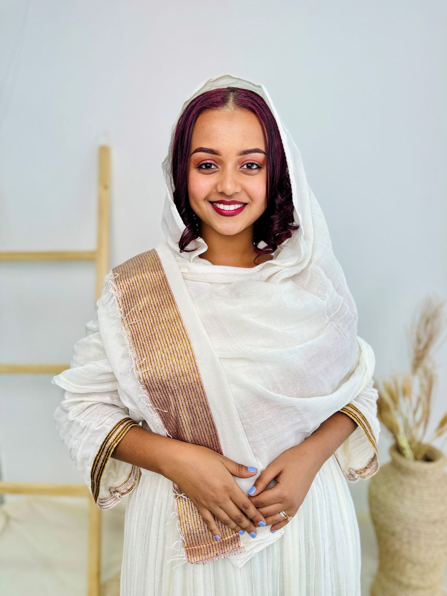 White & Gold Traditional Design | Ethiopian Occasion Dress | Handcrafted Cultural Elegance | Habesha Dress
