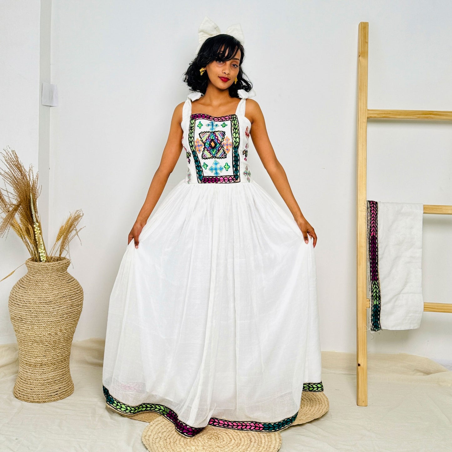 Habesha Dress | Square Neckline Dress |  Special Events Dress | Traditional Ethiopian Kemis Hab61