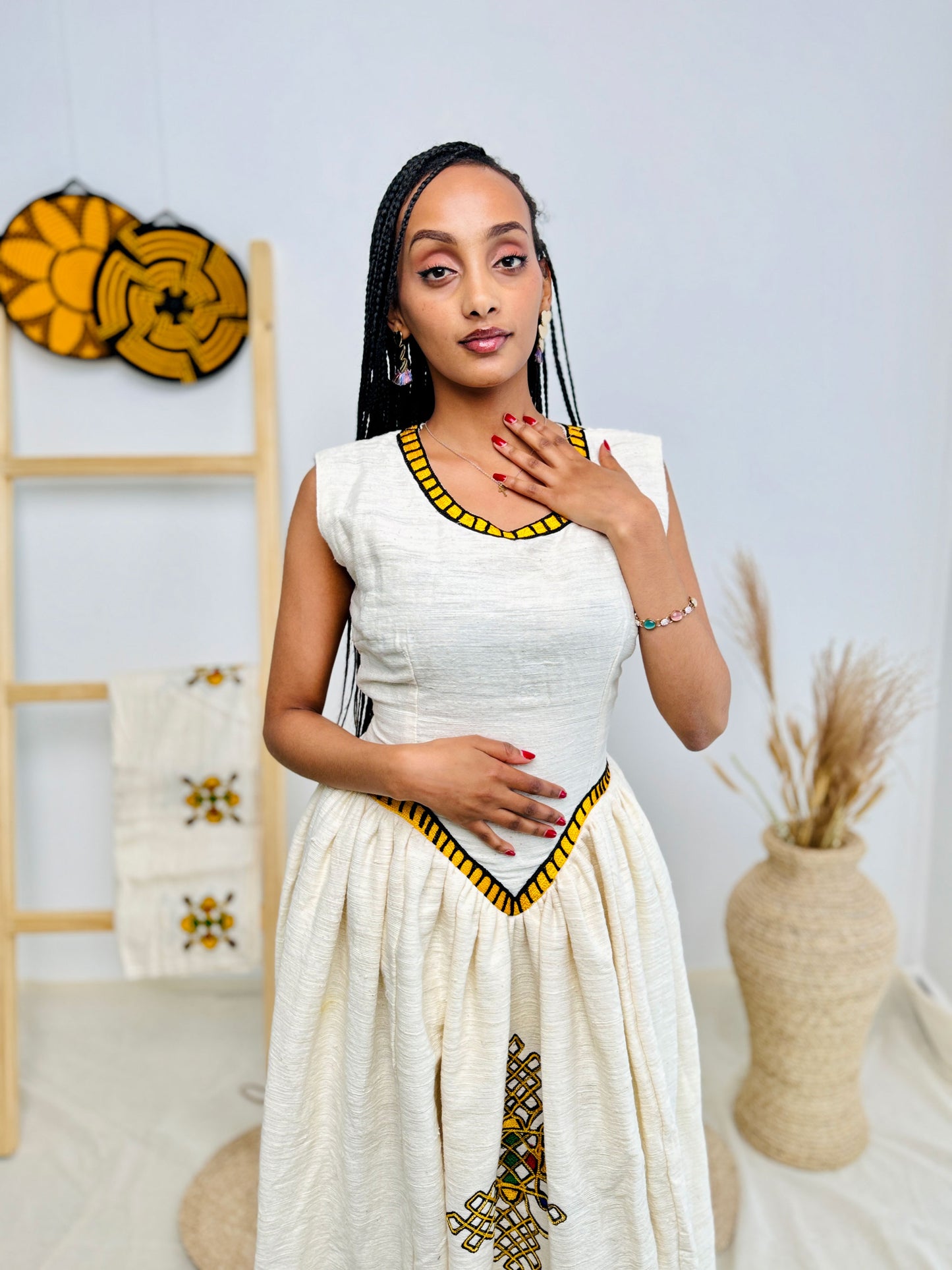 Modern Shape Habesha Dress with Stylish Design Hab16