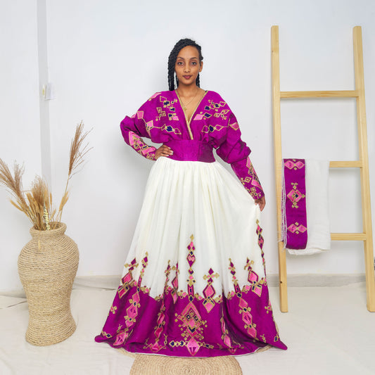 Habesha Kemis  Purple Habesha Dress Habesha Wedding Dress  