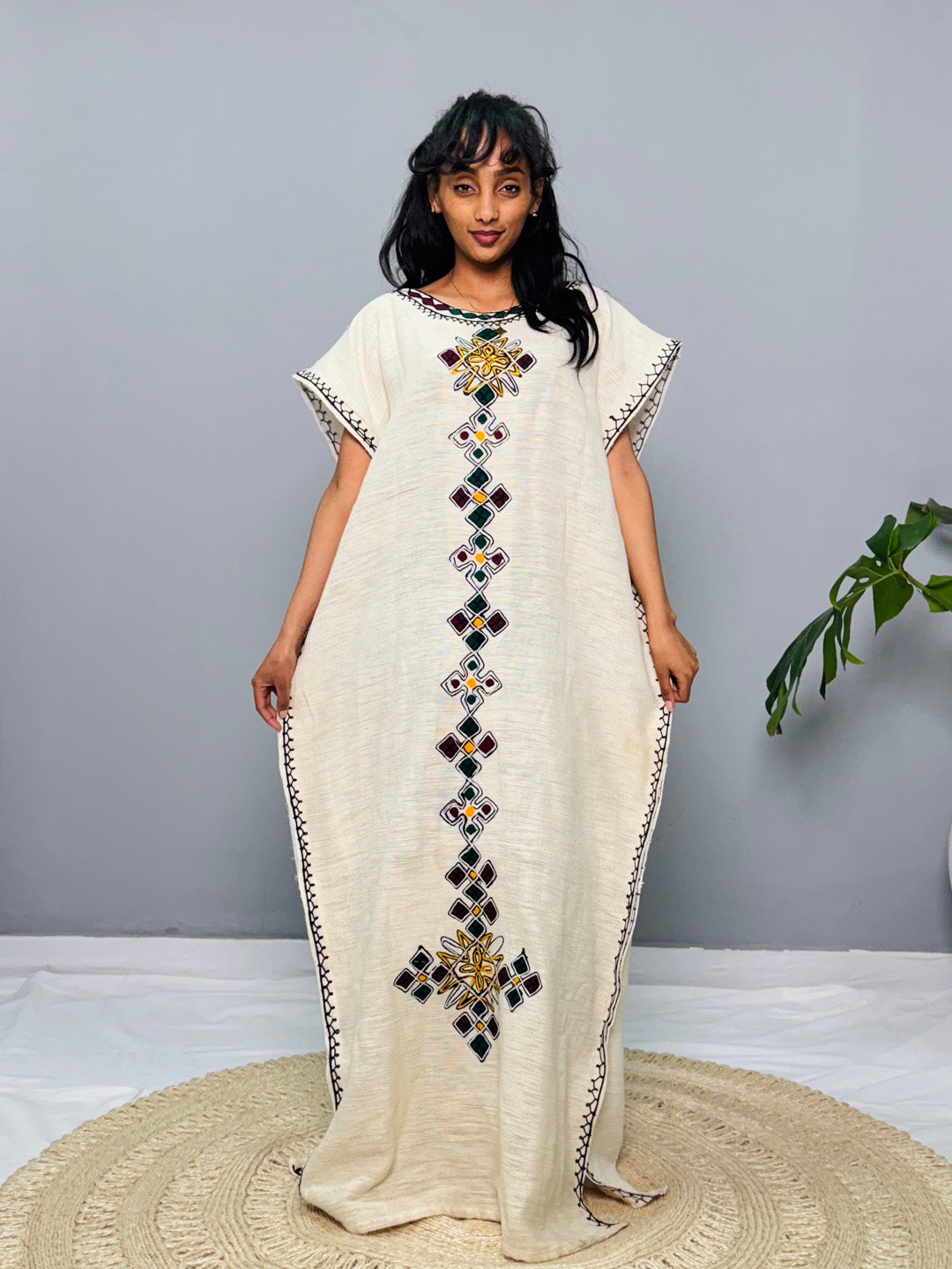 Traditional Ethiopian Habesha Dress | Handwoven Cotton | Minimal Embroidery | Loose Fit Gown | Handmade Cultural Attire Hab191