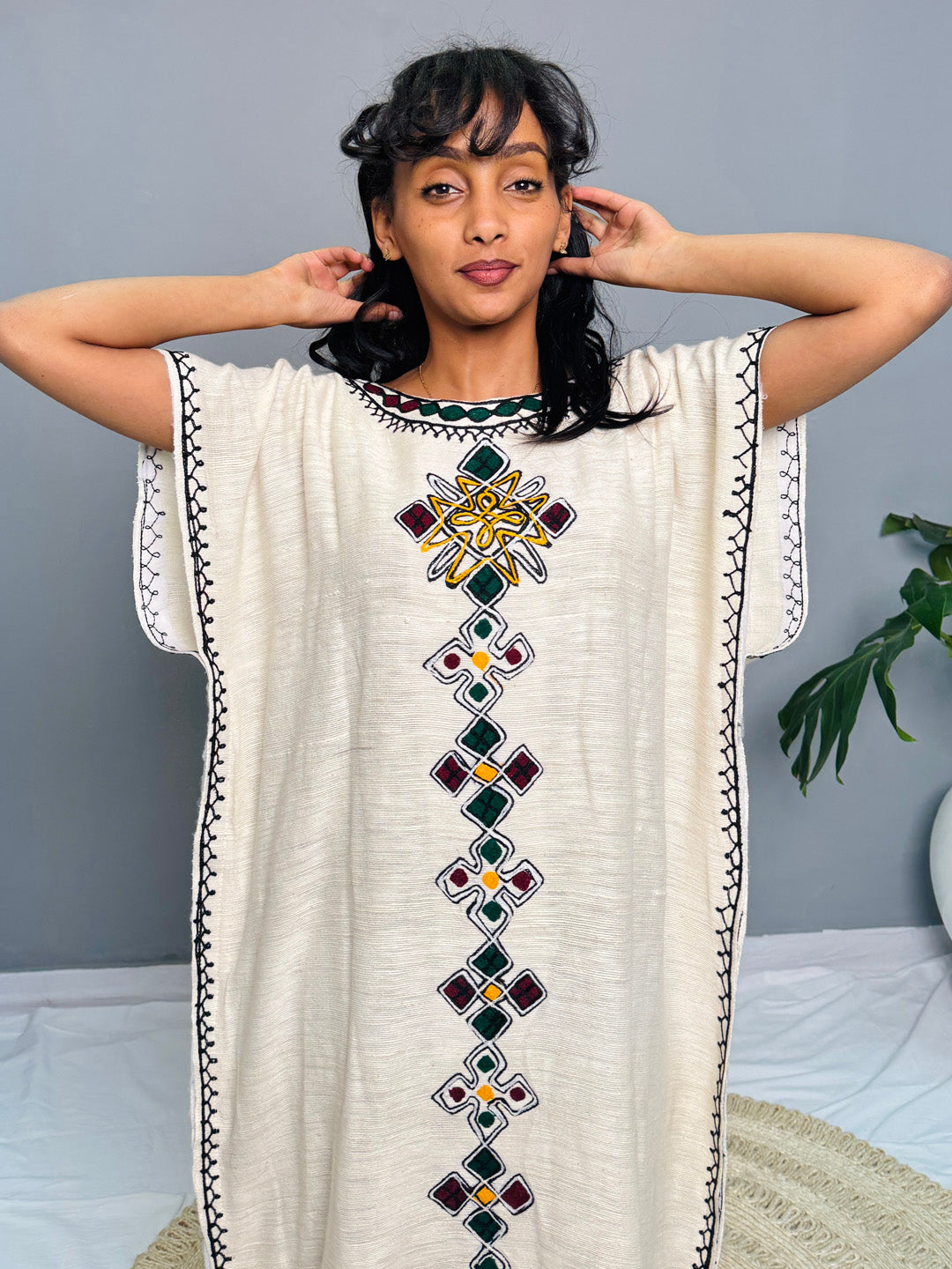 Traditional Ethiopian Habesha Dress | Handwoven Cotton | Minimal Embroidery | Loose Fit Gown | Handmade Cultural Attire Hab191