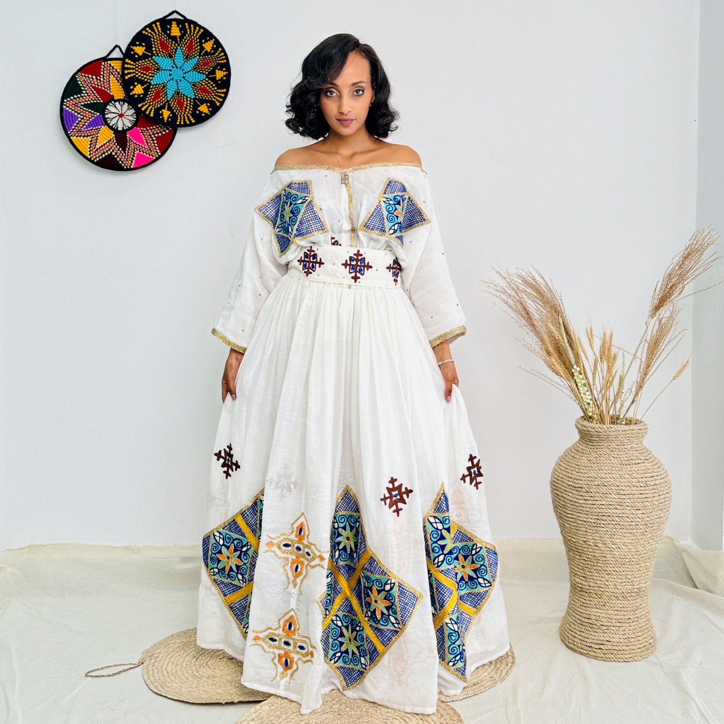 Habesha Dress | Elegant Full-Sleeve Design |Habesha Events Dress | Handwoven Cotton Hab61