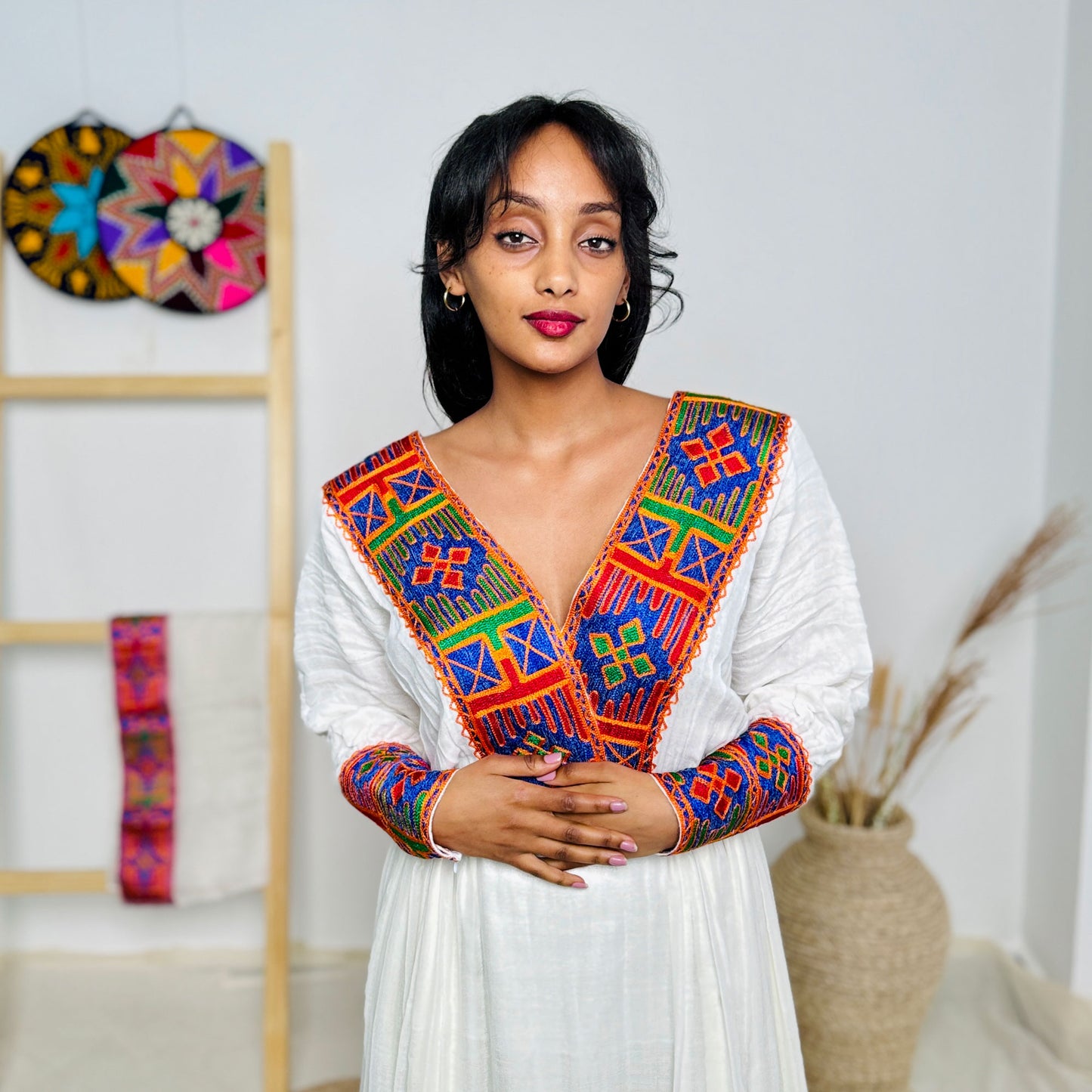 Colorful Habesha Dress with Vibrant Patterns Ethiopian Dress Hab45