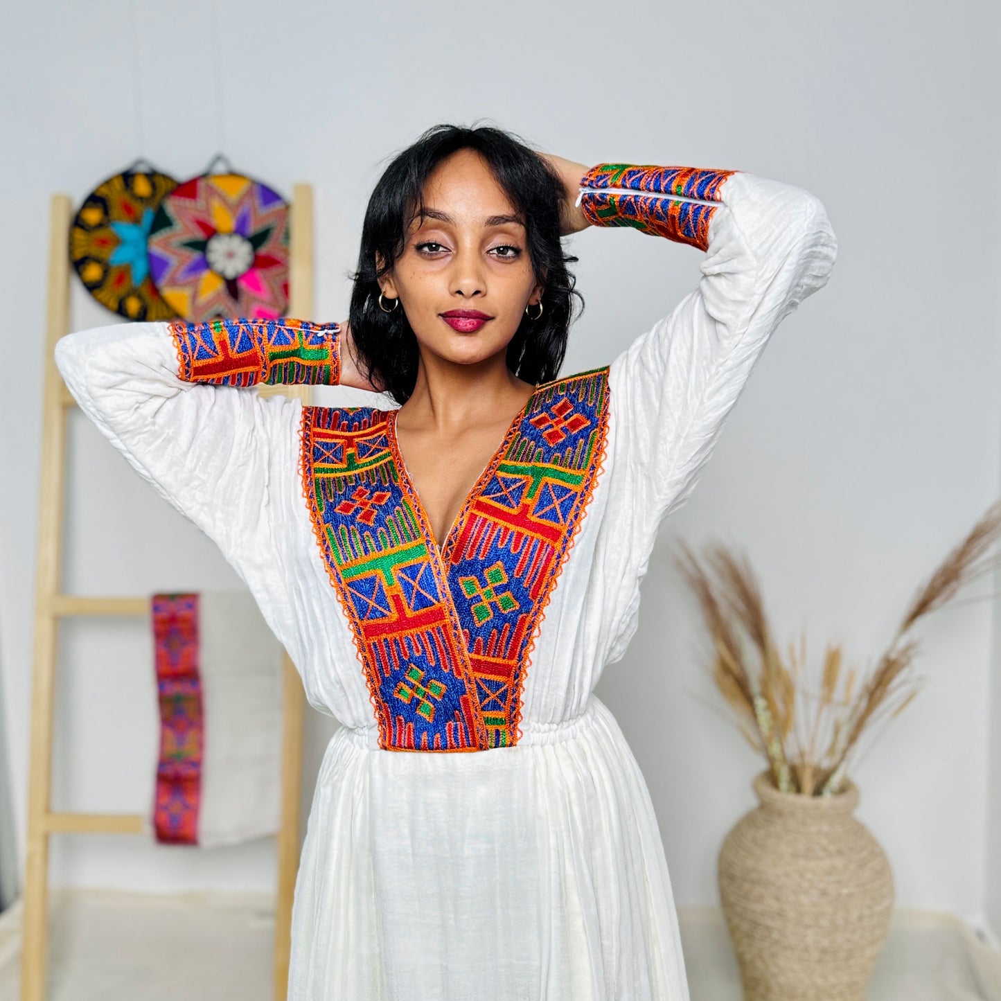 Colorful Habesha Dress with Vibrant Patterns Ethiopian Dress Hab45