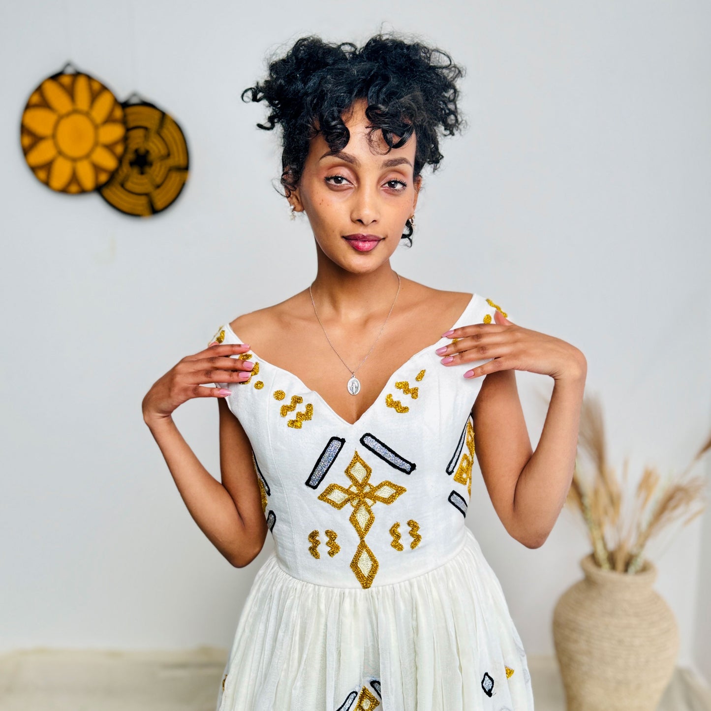 Elegant Yellow Ethiopian Wedding Dress Stunning Habesha Dress Hab49