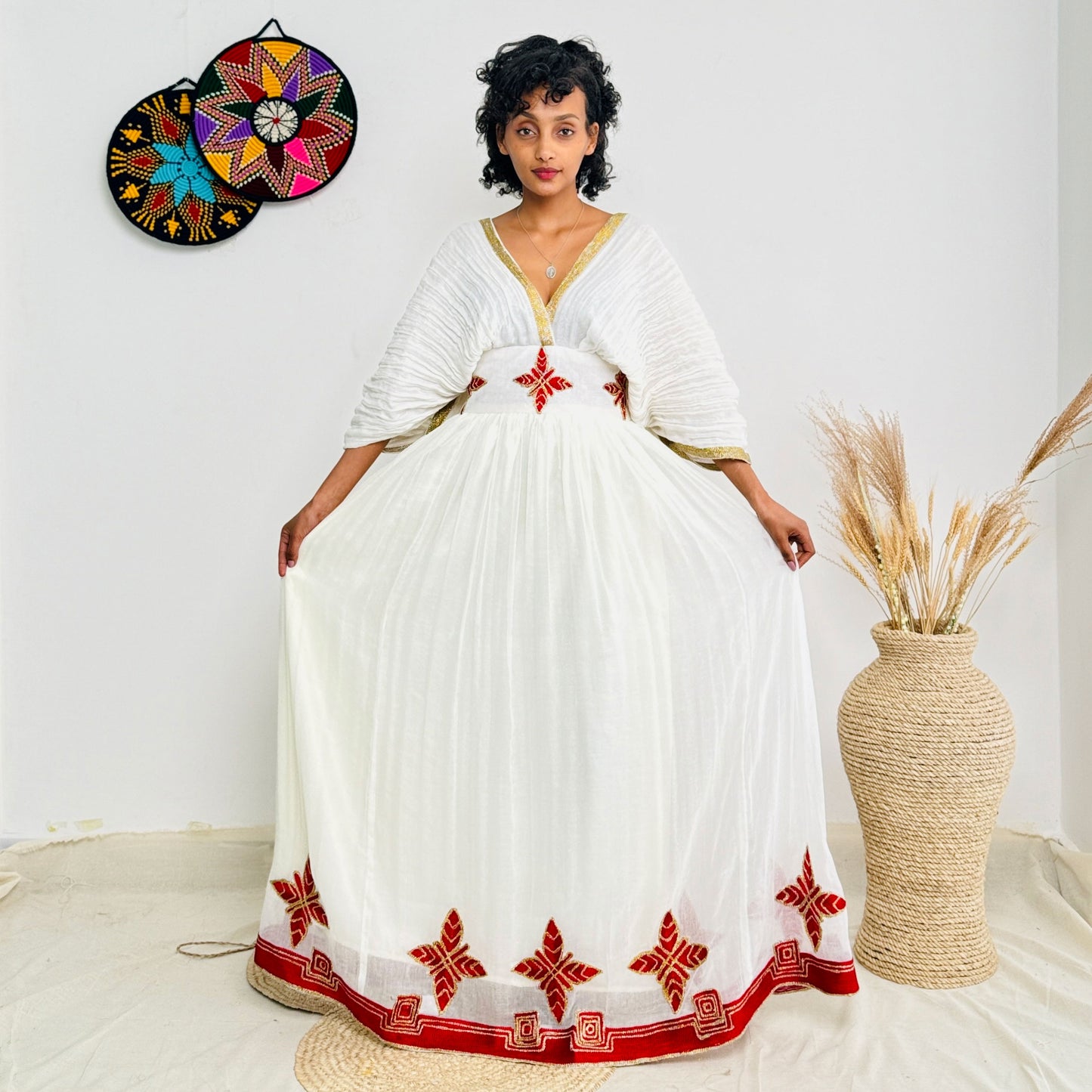 Simple Red Habesha Dress Minimalist Design Habesha Kemis Hab51