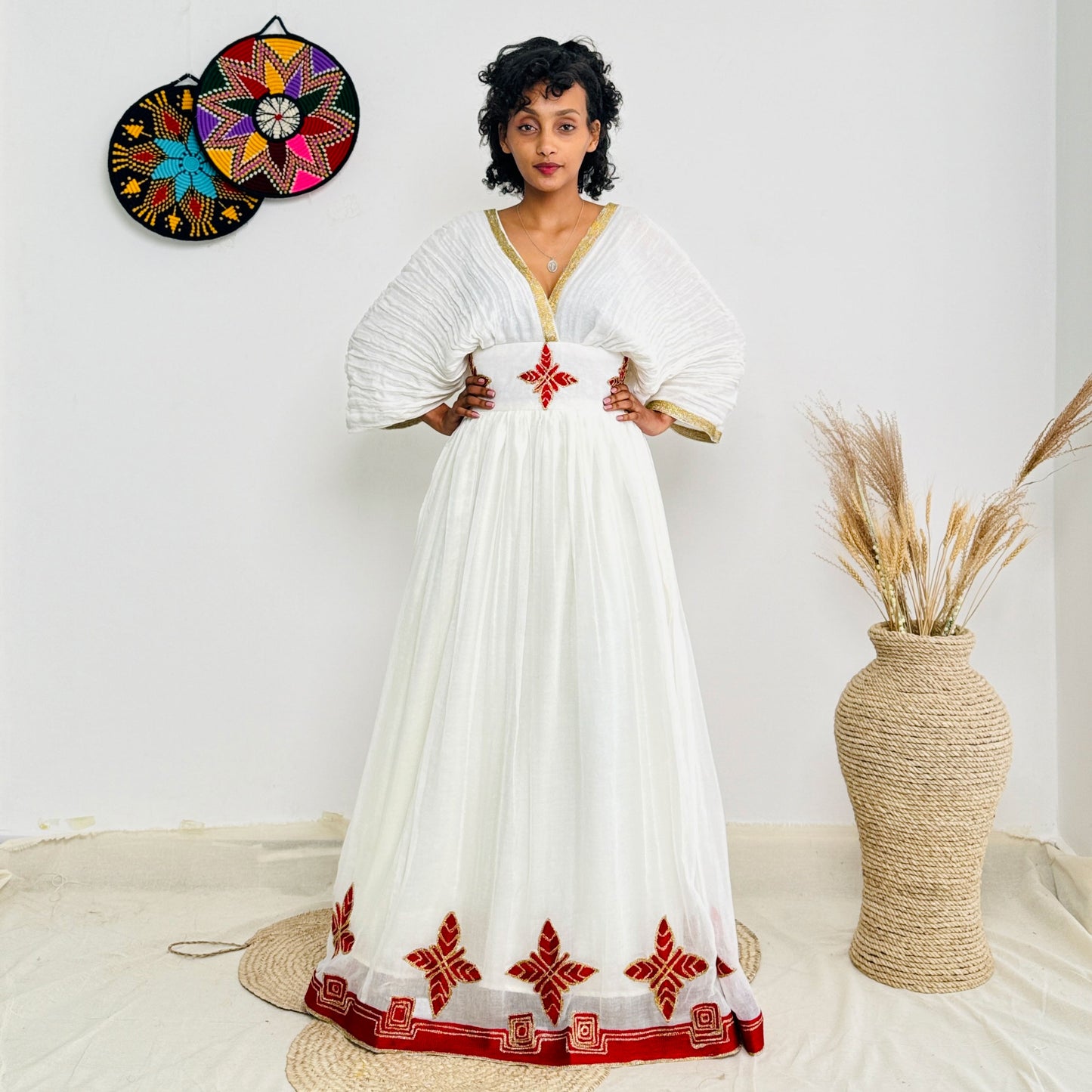 Simple Red Habesha Dress Minimalist Design Habesha Kemis Hab51