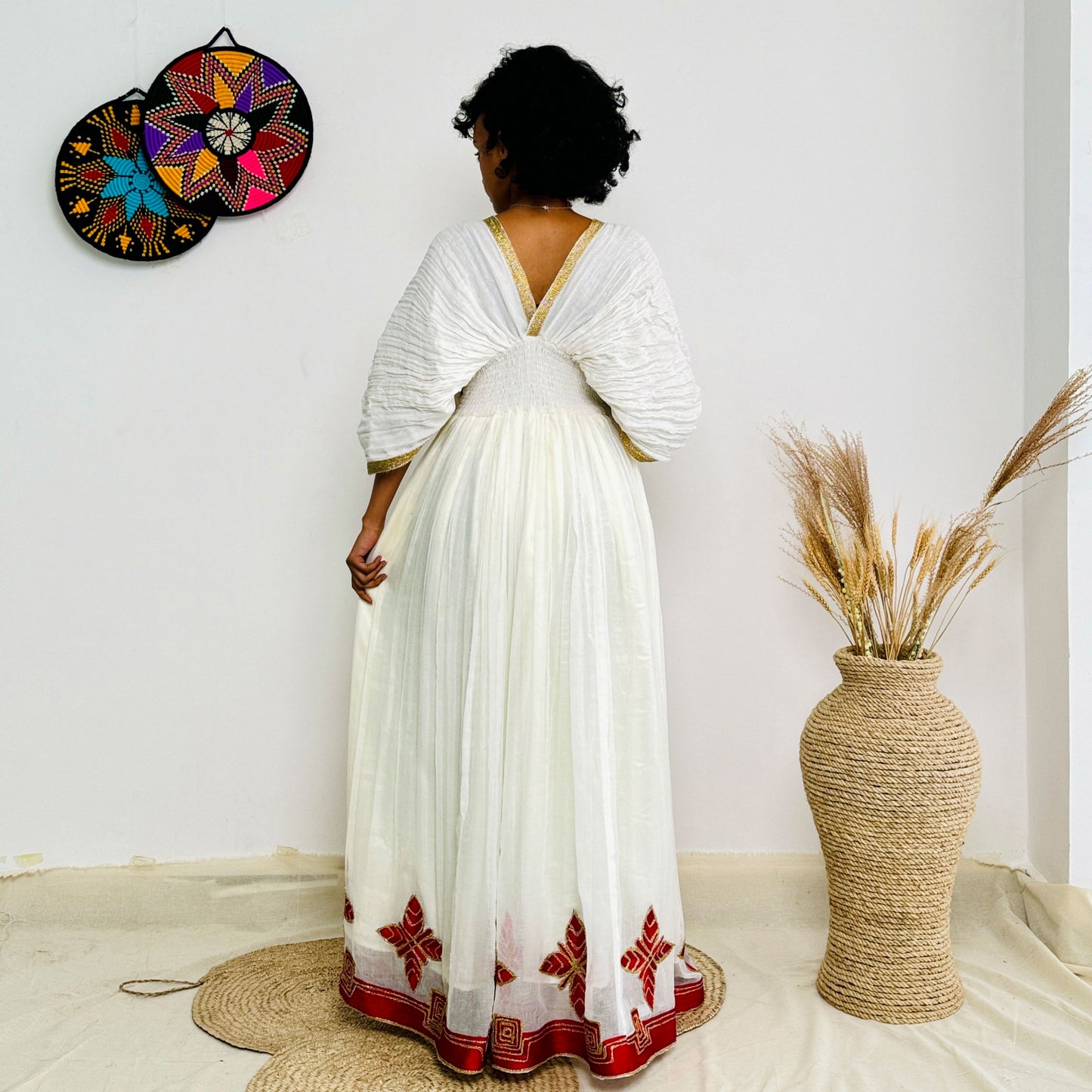 Simple Red Habesha Dress Minimalist Design Habesha Kemis Hab51