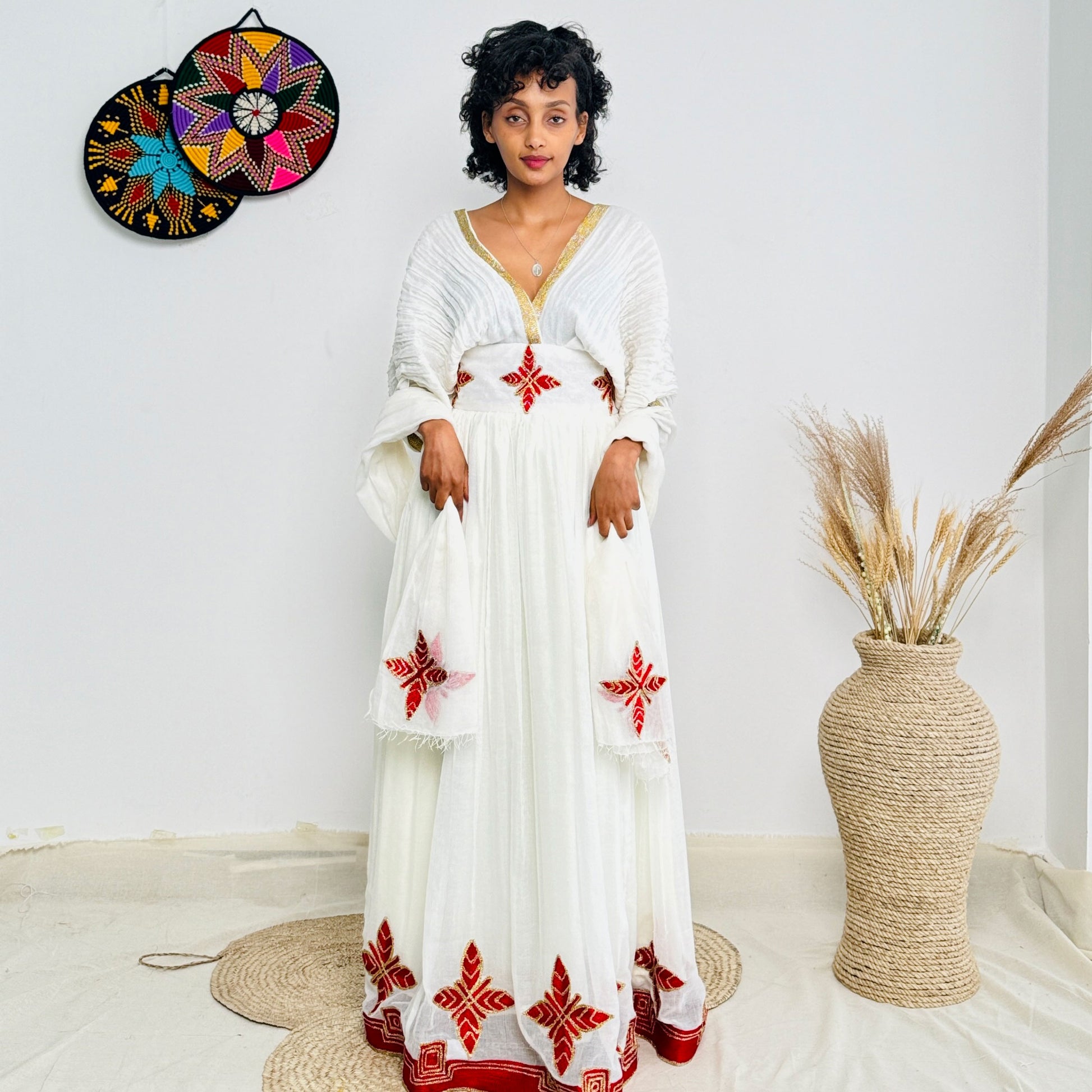 Simple Red Habesha Dress 